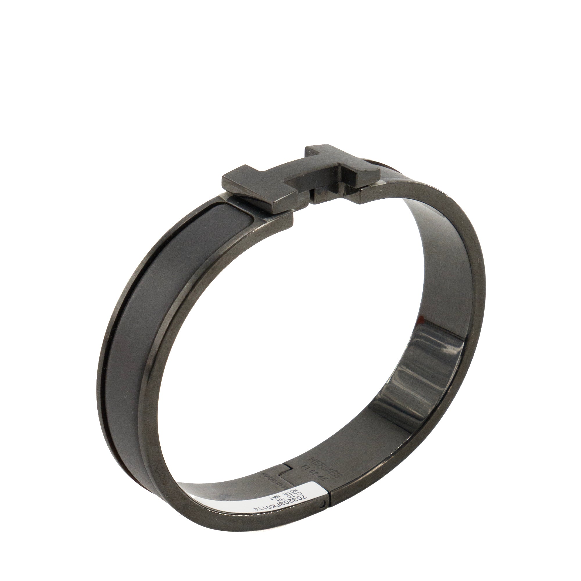 HERMÈS - Bracelet Clic HH Hermès en acier et émail noir édition so black (T4)