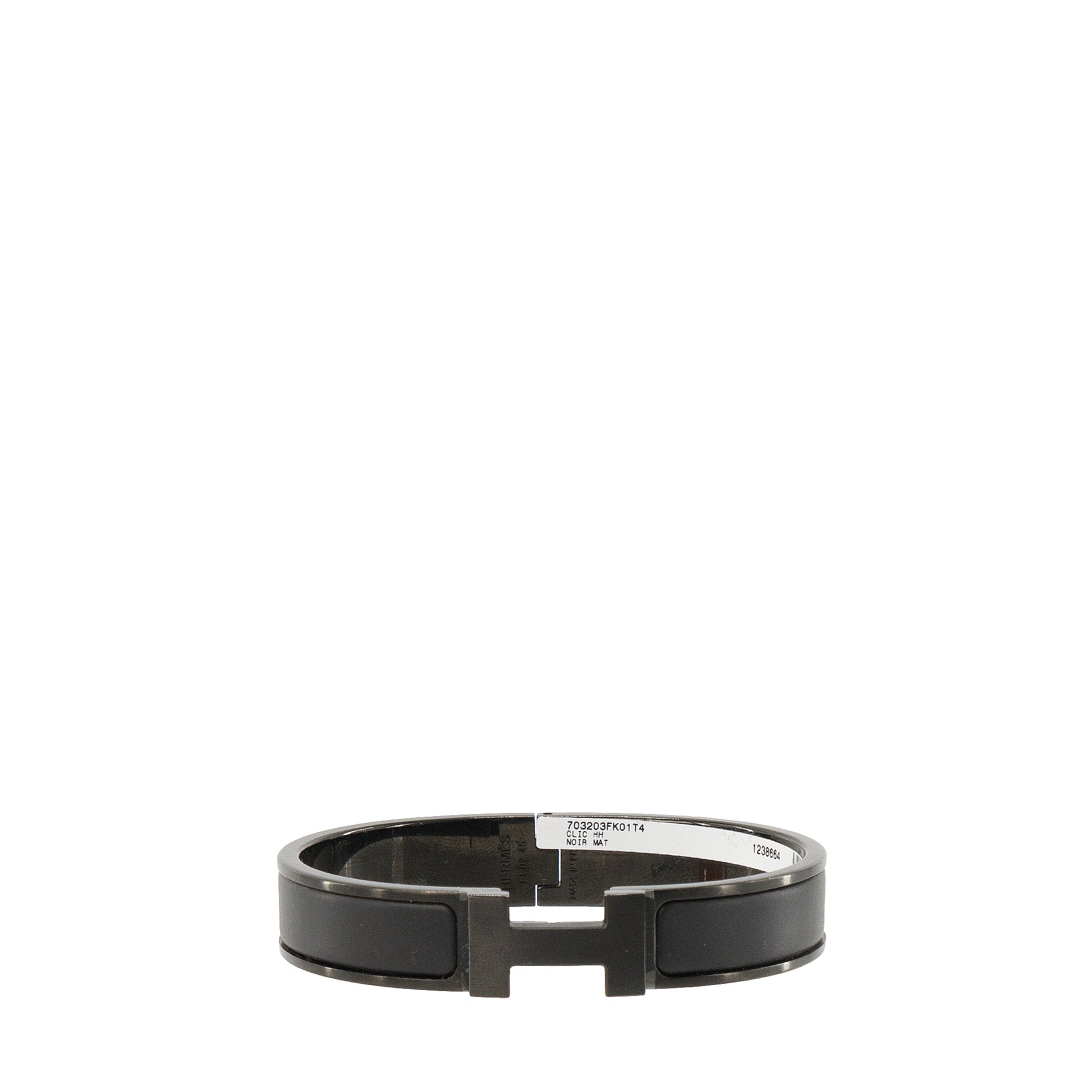 HERMÈS - Bracelet Clic HH Hermès en acier et émail noir édition so black (T4)