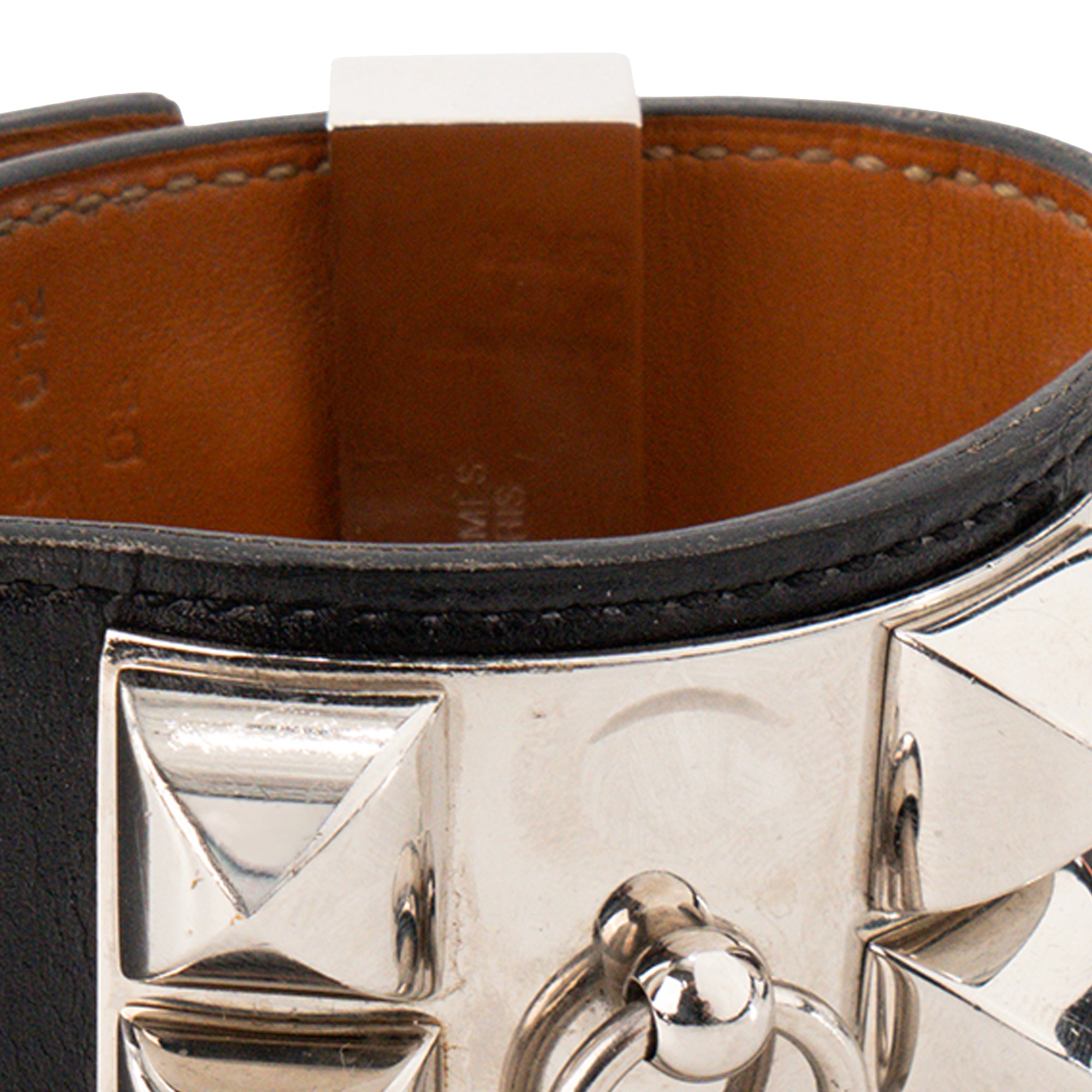 HERMÈS - Bracelet Collier de Chien Hermès en cuir lisse noir (S)