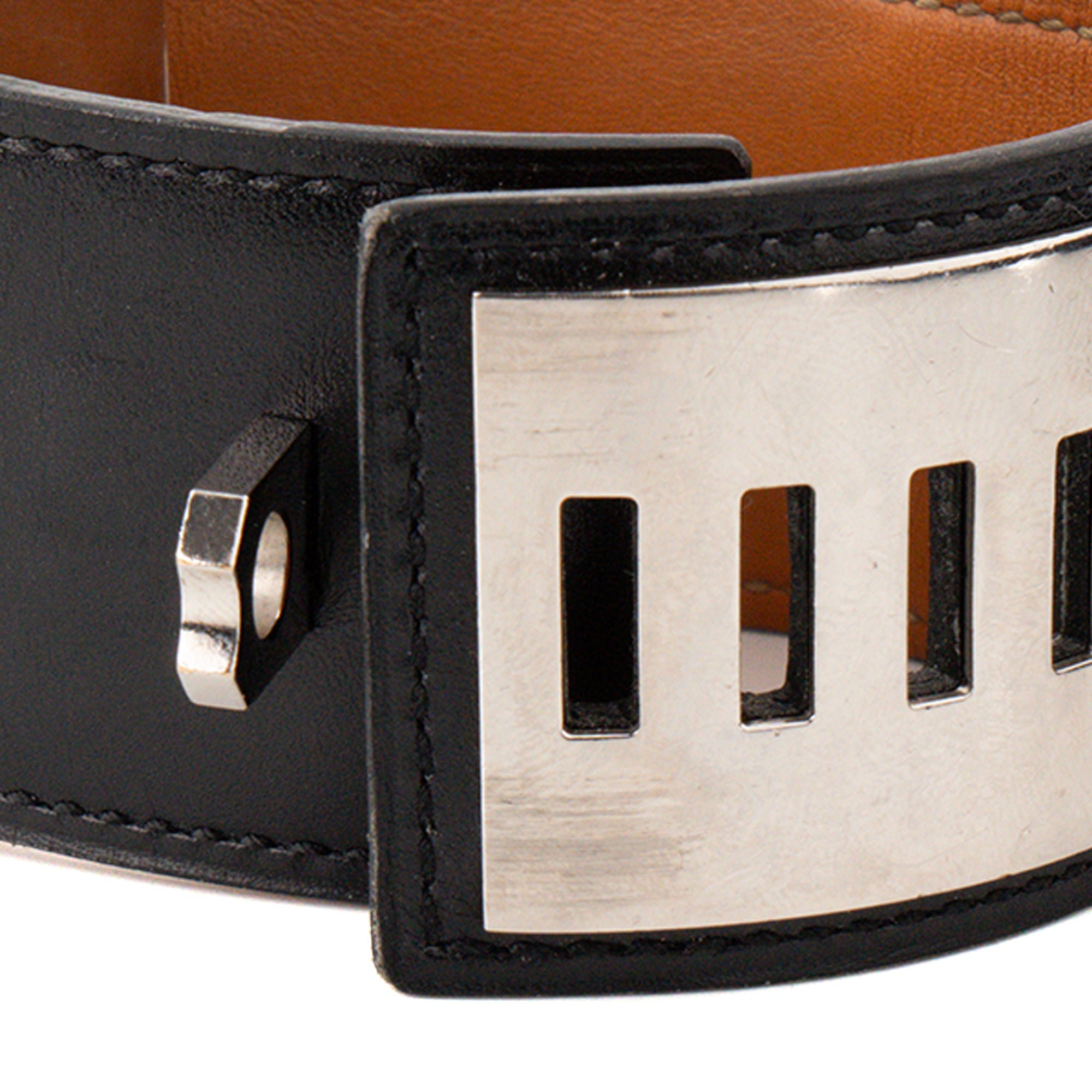 HERMÈS - Bracelet Collier de Chien Hermès en cuir lisse noir (S)