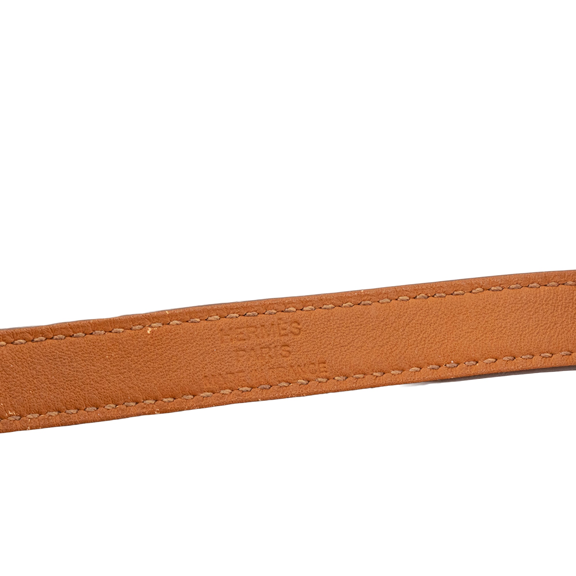 HERMÈS - Bracelet Double Tour Kelly Hermès en cuir grainé orange (T2)