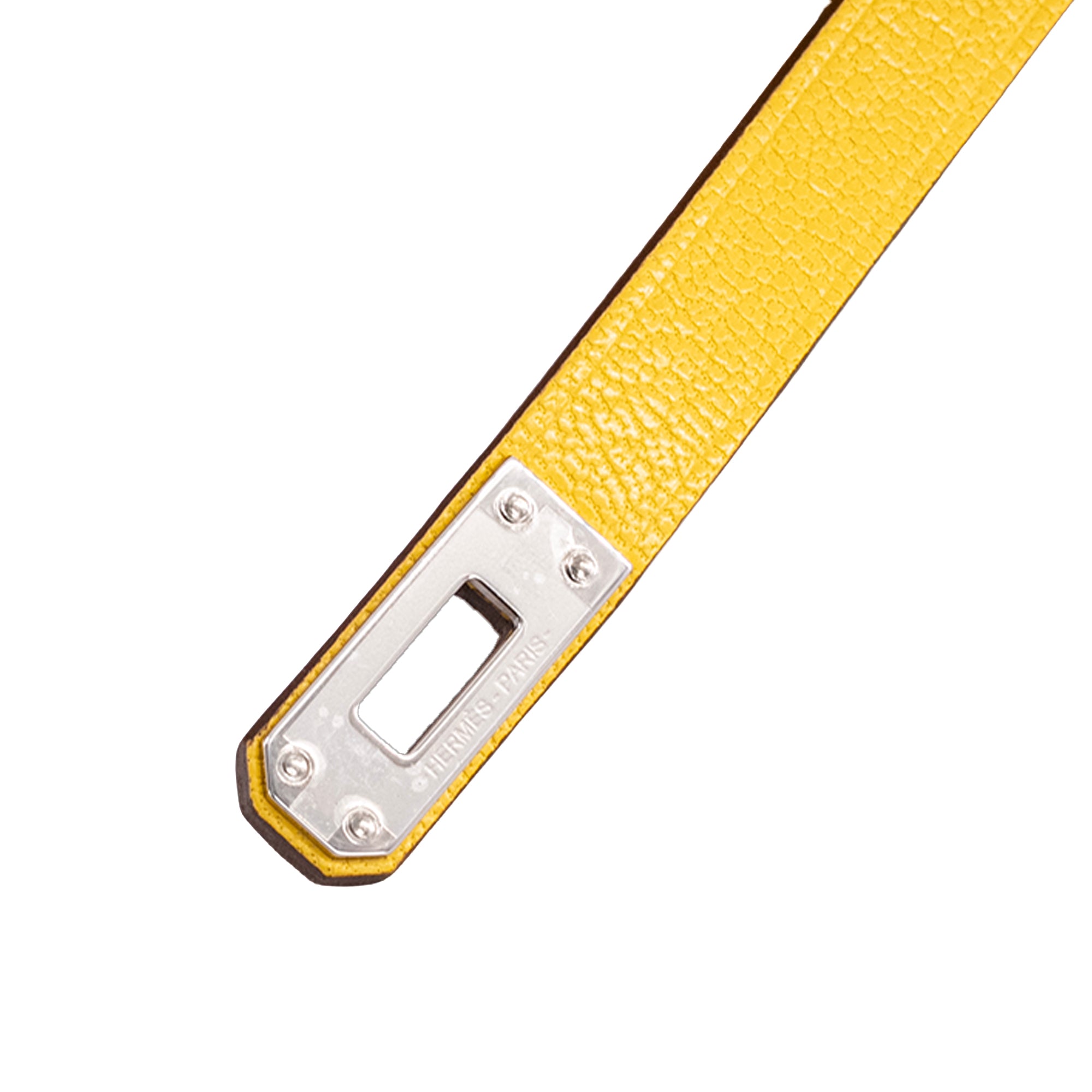 HERMÈS - Bracelet double tour Mini Kelly Hermès en cuir jaune (T1)
