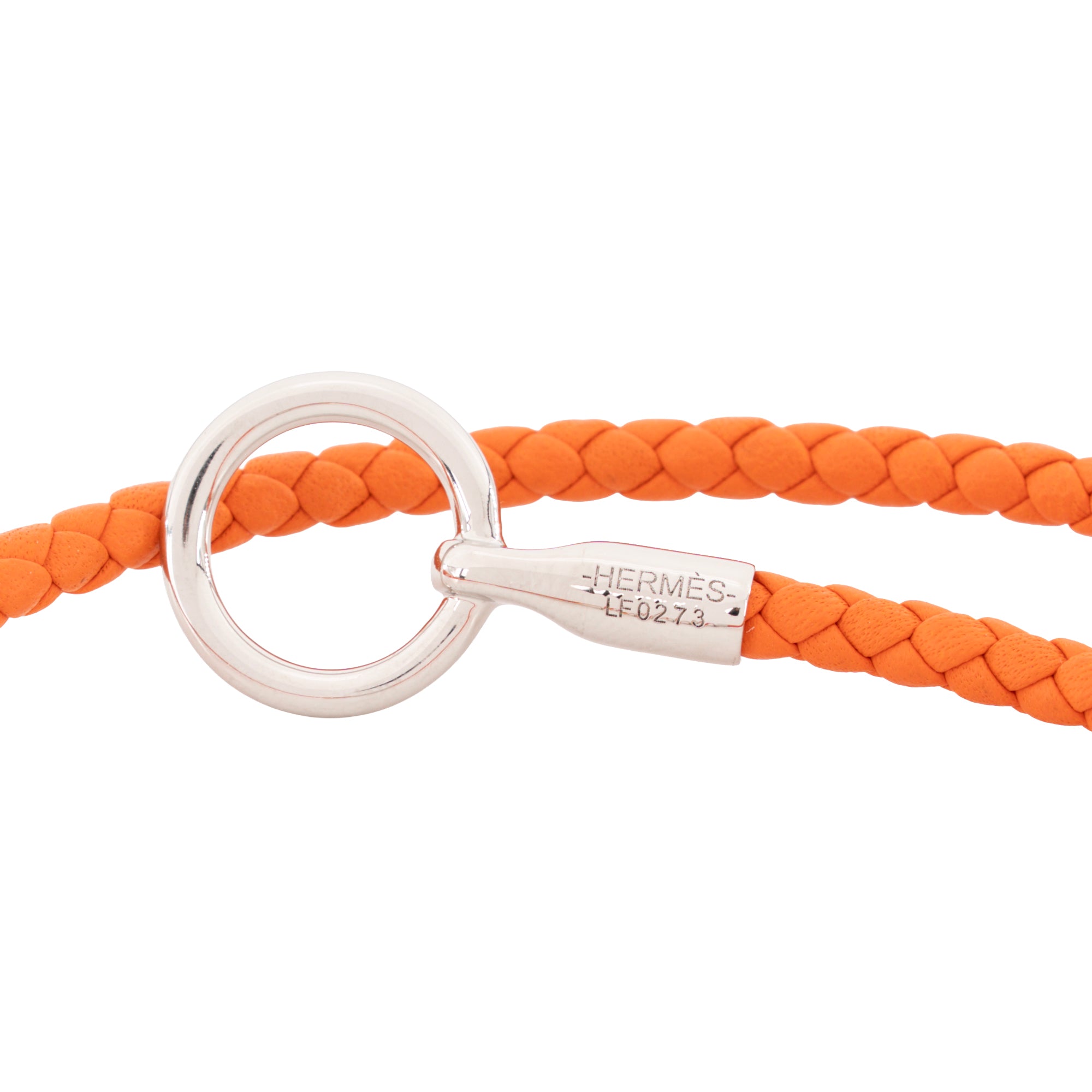 HERMÈS - Bracelet Glénan double tour Hermès en cuir orange (T3)