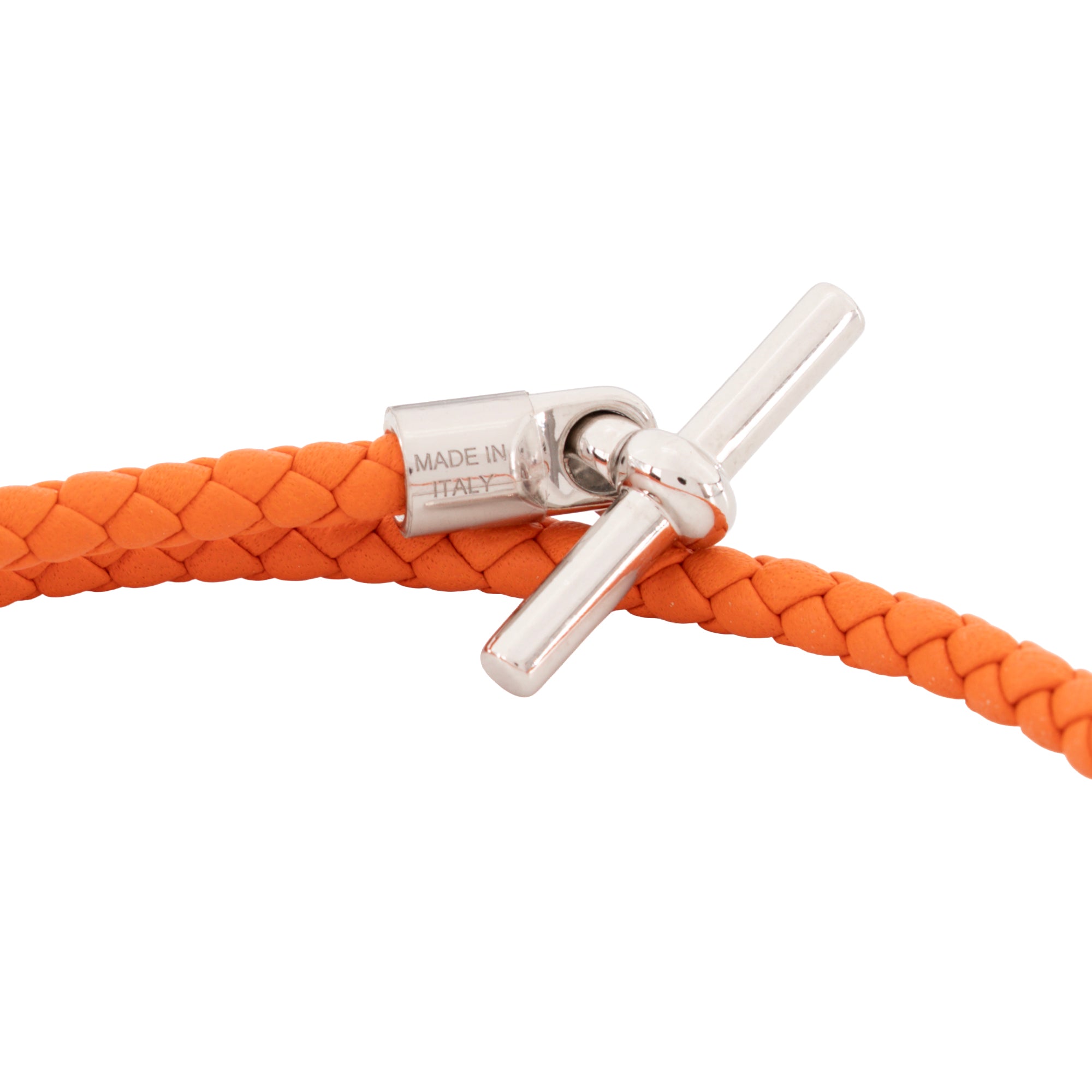 HERMÈS - Bracelet Glénan double tour Hermès en cuir orange (T3)