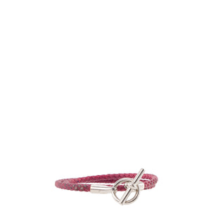HERMÈS - Bracelet Glénan double tour Hermès en cuir rose (T1)