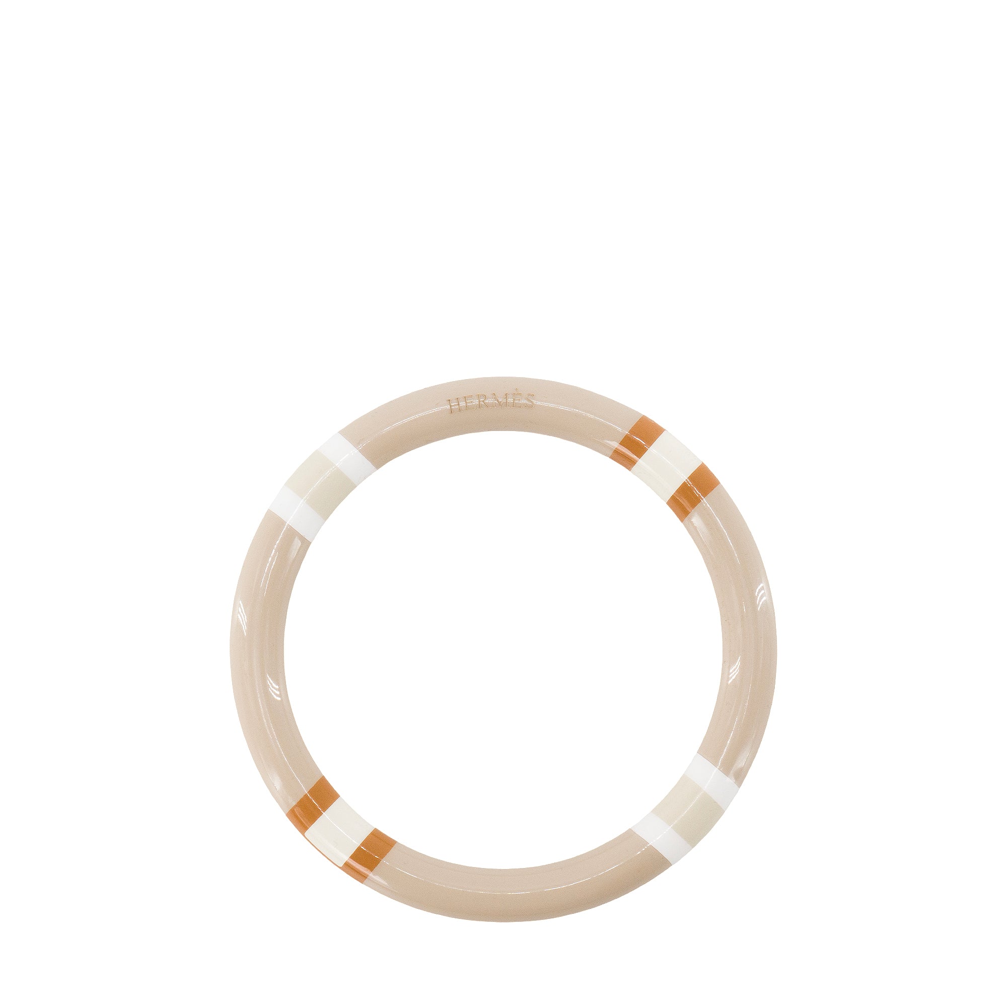 HERMÈS - Bracelet H Equipe Hermès en bois laqué beige sable (T2)