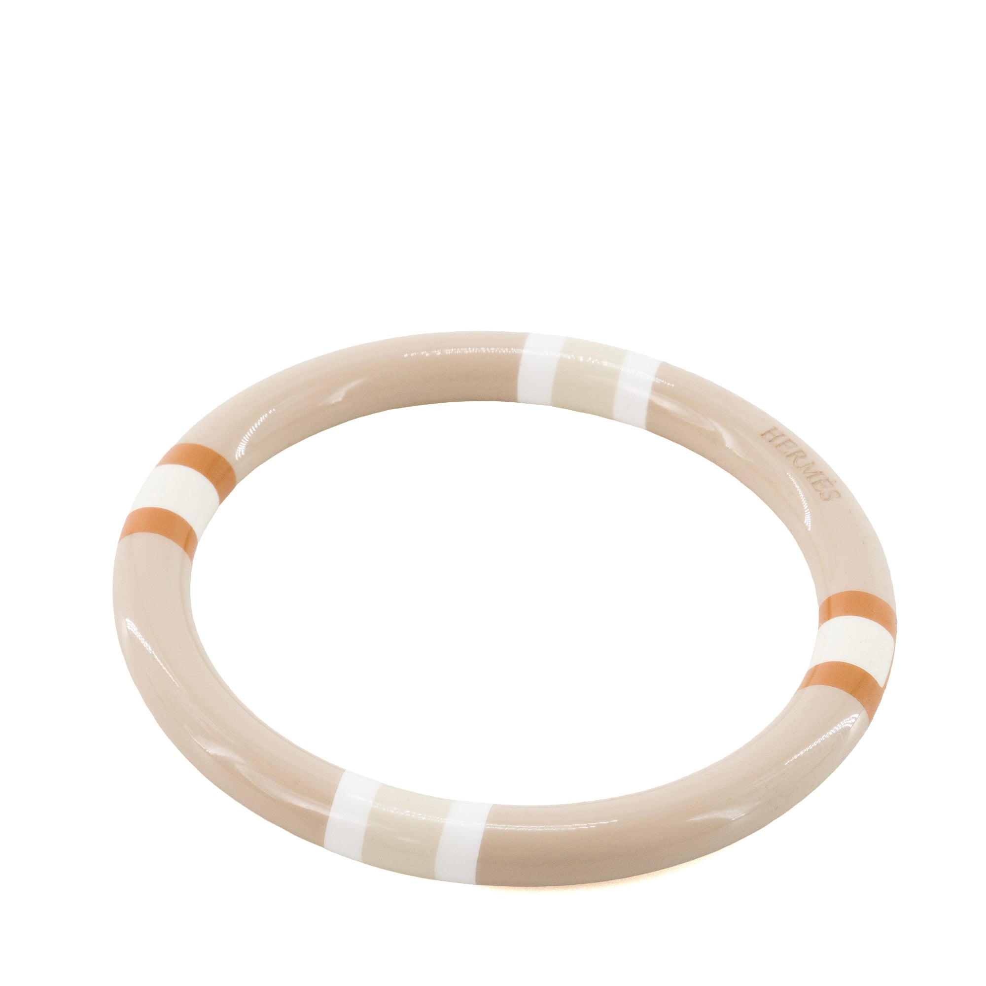 HERMÈS - Bracelet H Equipe Hermès en bois laqué beige sable (T2)