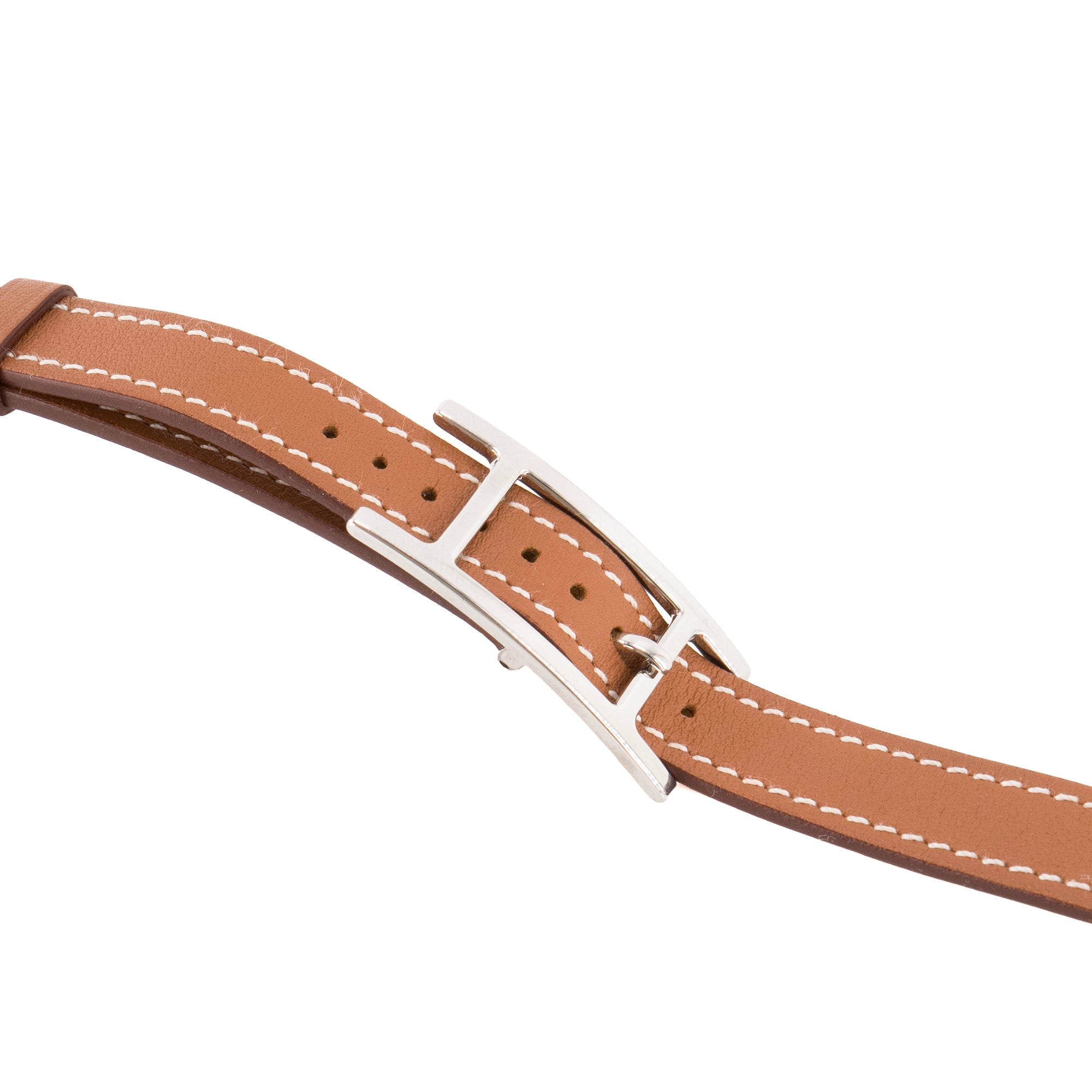HERMÈS - Bracelet Hapi double tour Hermès x Apple Watch 42mm en cuir swift marron