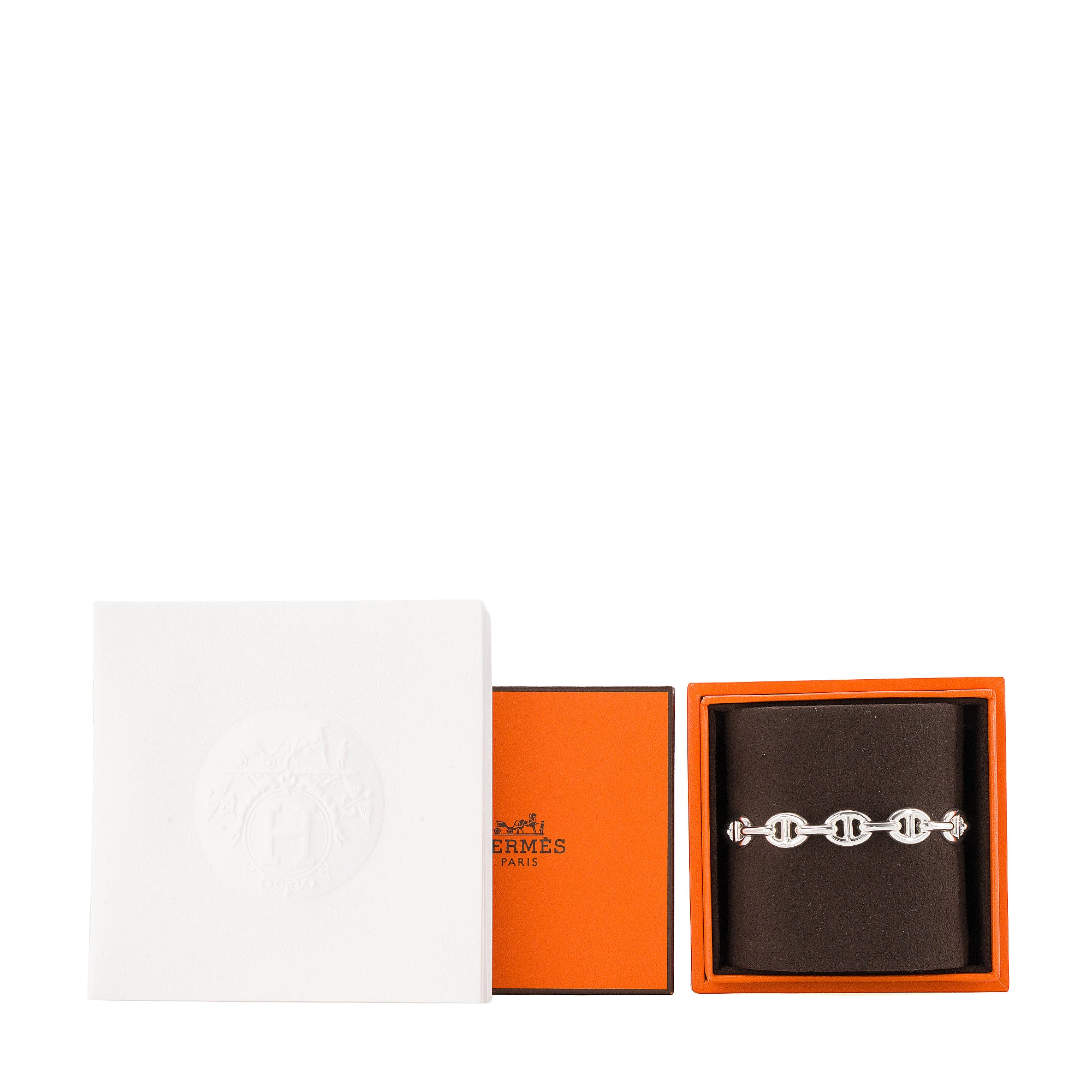 HERMES - Bracelet Jonc Chaîne d'ancre Enchaînée moyen modèle Hermès en argent