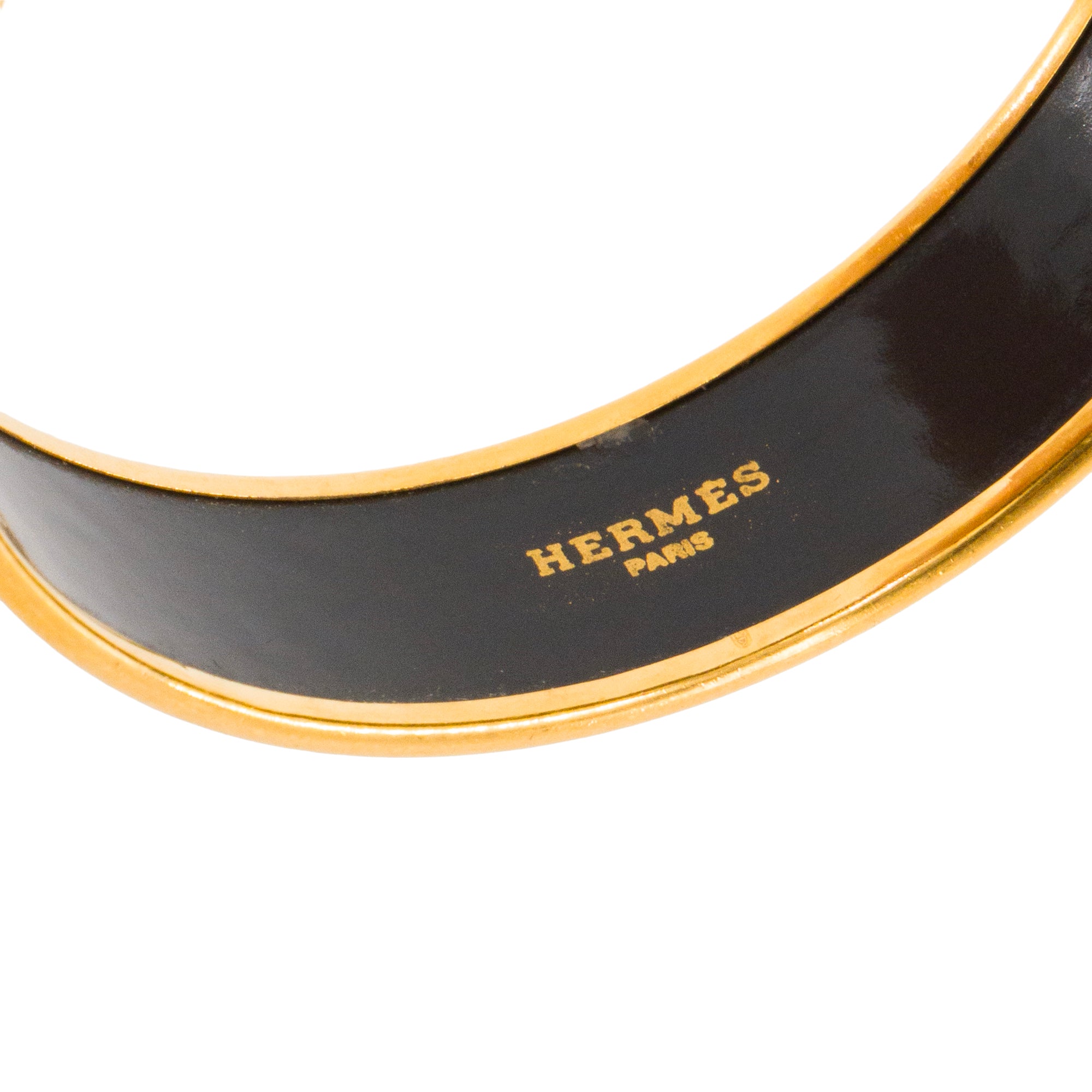 HERMÈS - Bracelet Jonc Hermès en émail bleu et métal doré