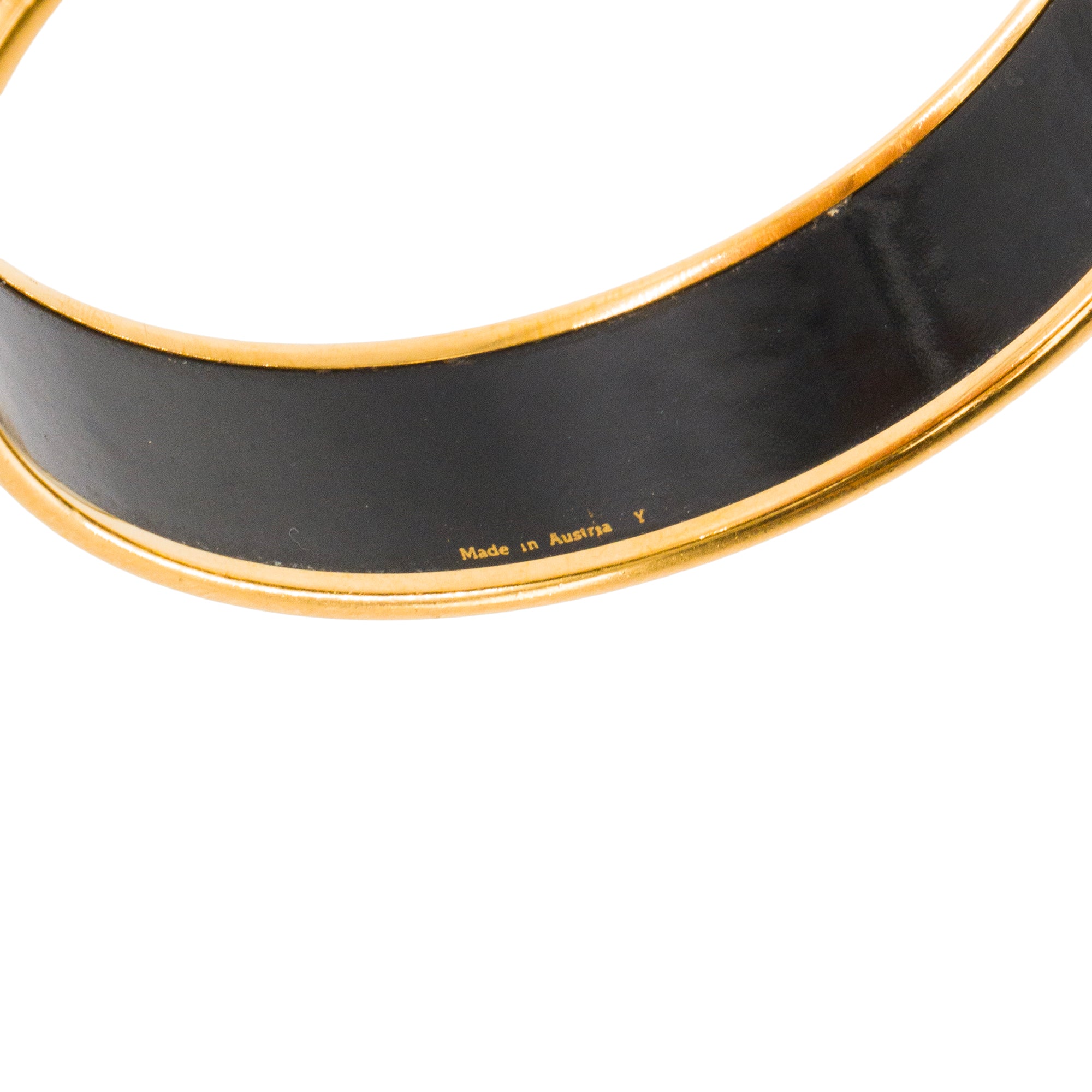 HERMÈS - Bracelet Jonc Hermès en émail bleu et métal doré