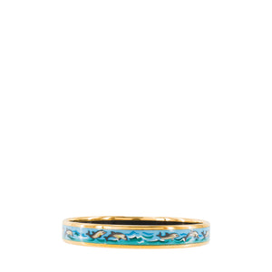HERMÈS - Bracelet jonc Hermès en métal doré et email
