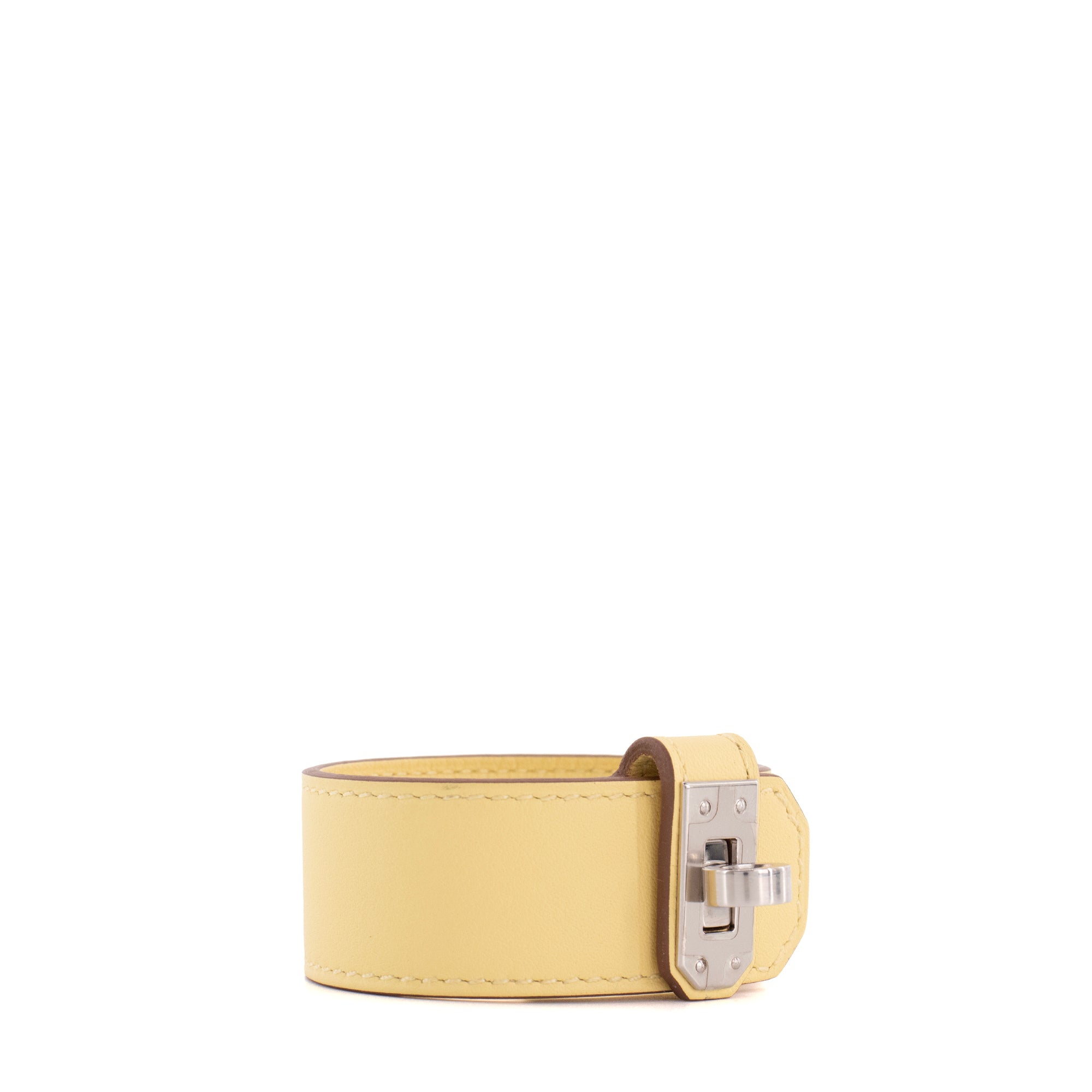 HERMÈS - Bracelet Kelly Twist PM Hermès en cuir jaune (T2)