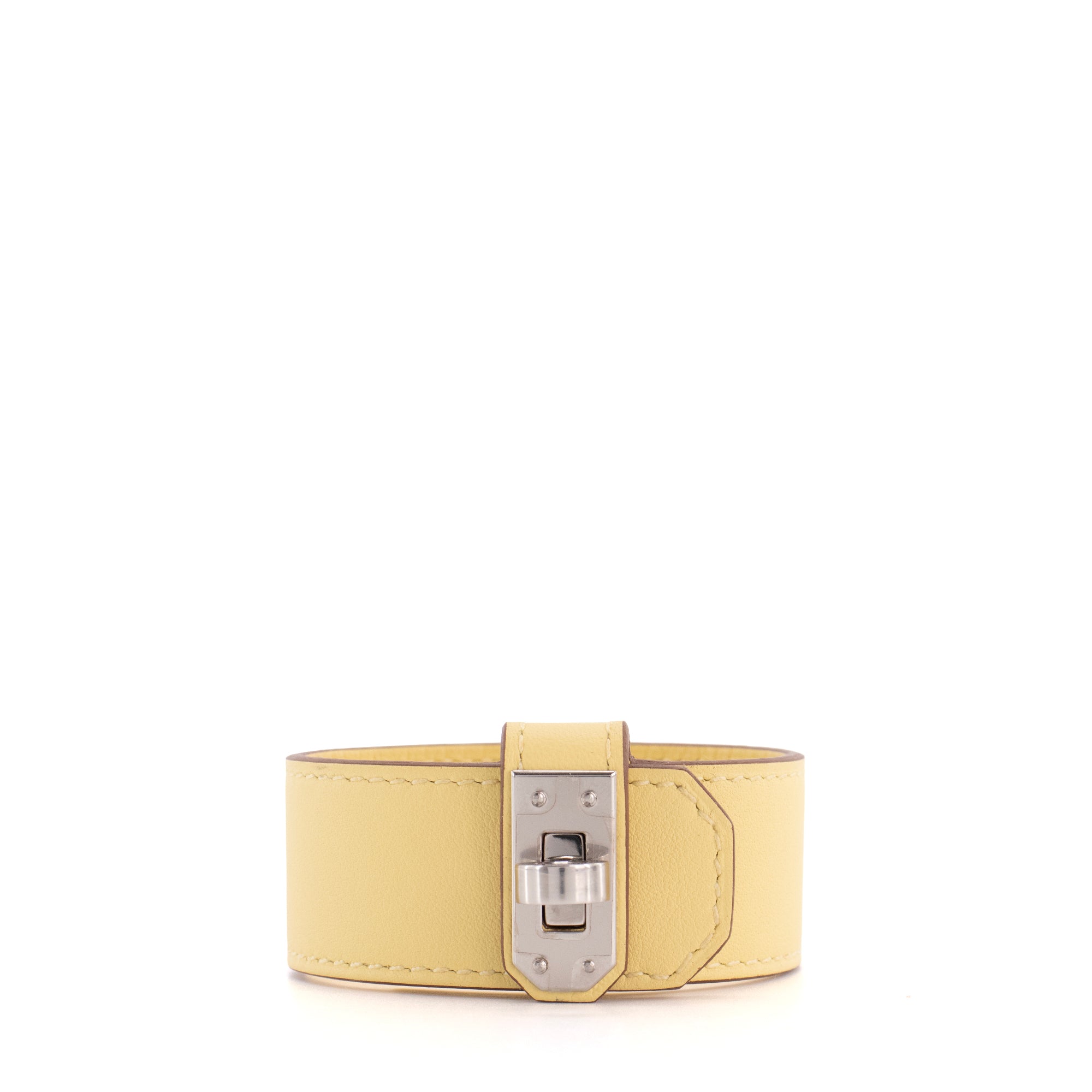 HERMÈS - Bracelet Kelly Twist PM Hermès en cuir jaune (T2)