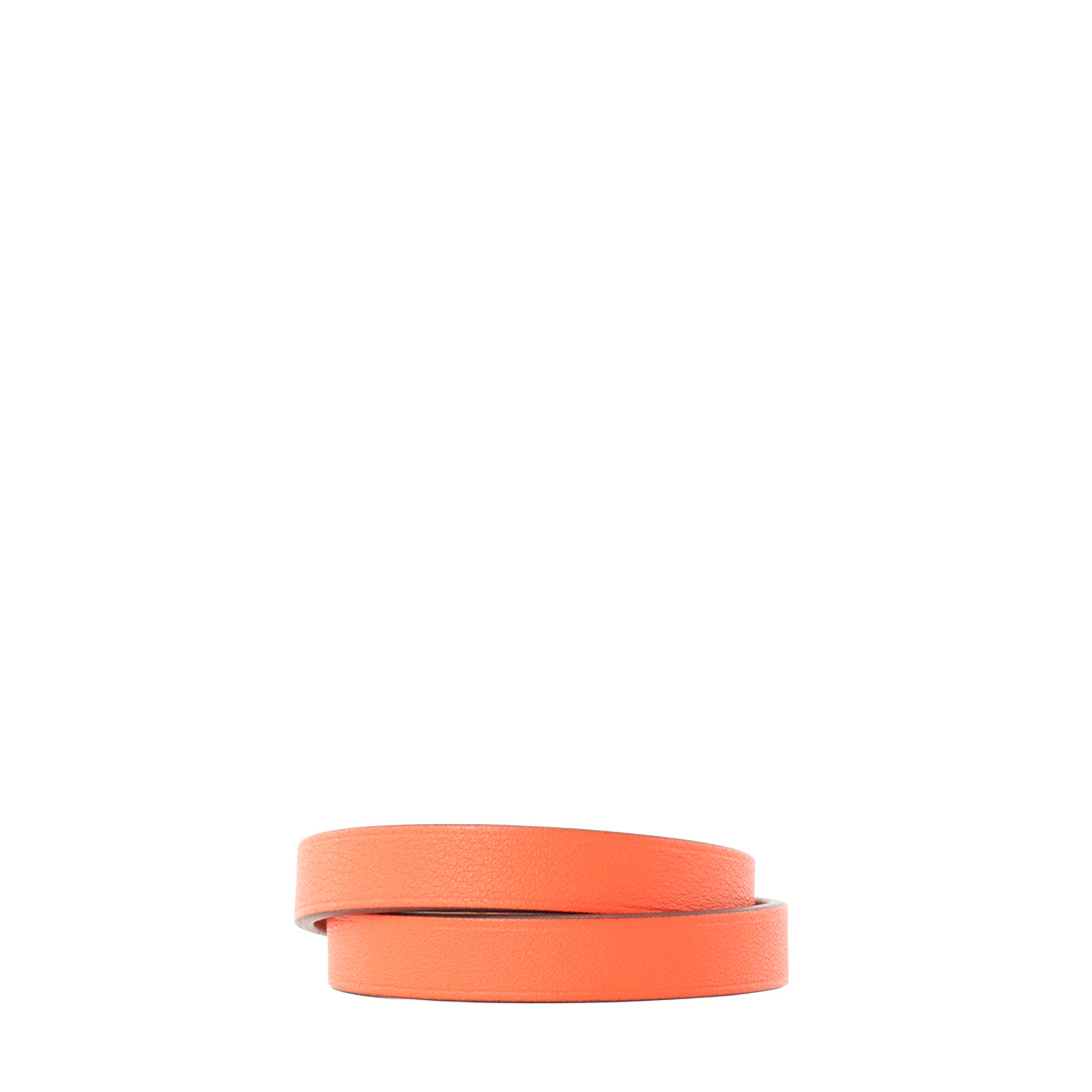 HERMÈS - Bracelet Mini Kelly double tour Hermès en cuir orange (T1)