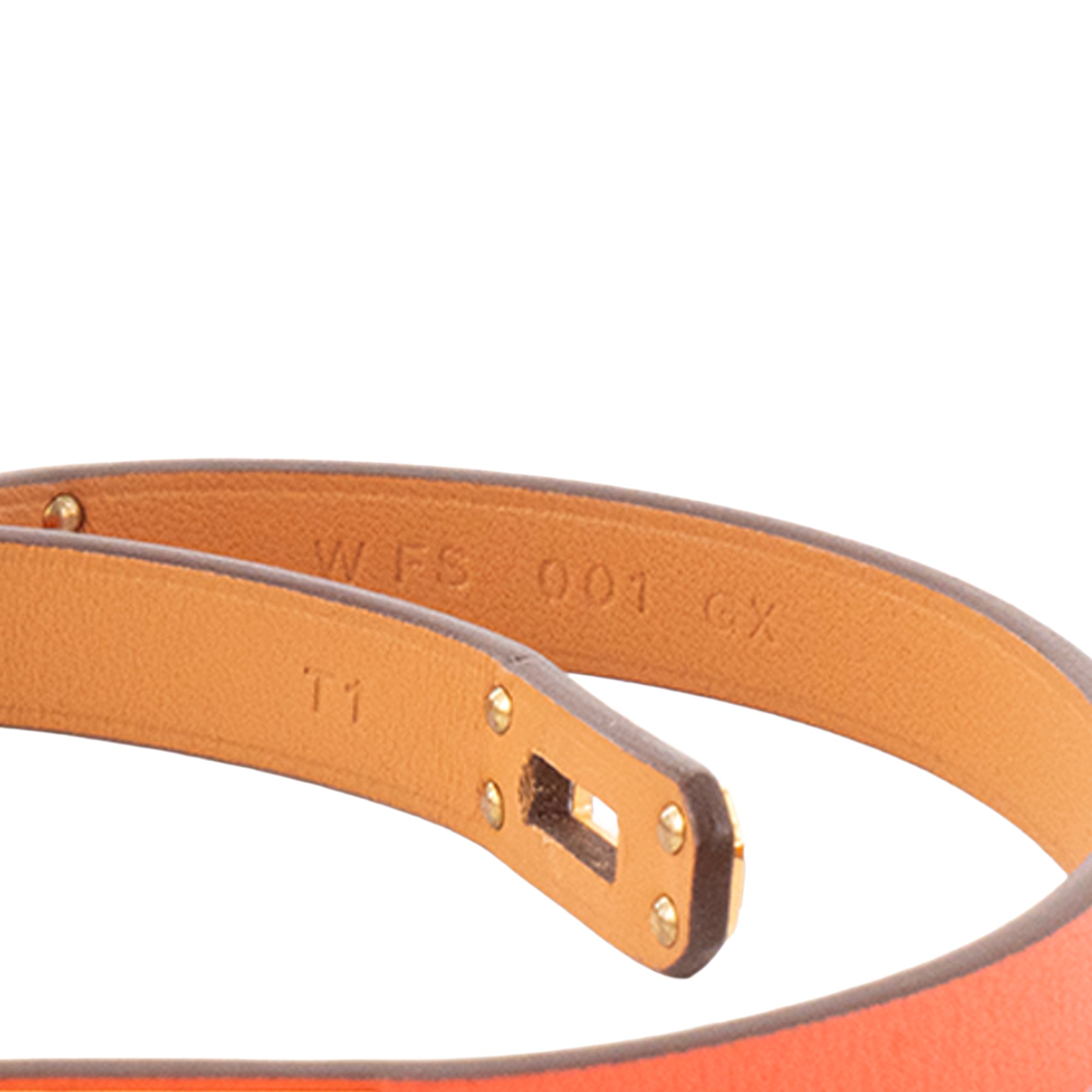 HERMÈS - Bracelet Mini Kelly double tour Hermès en cuir orange (T1)
