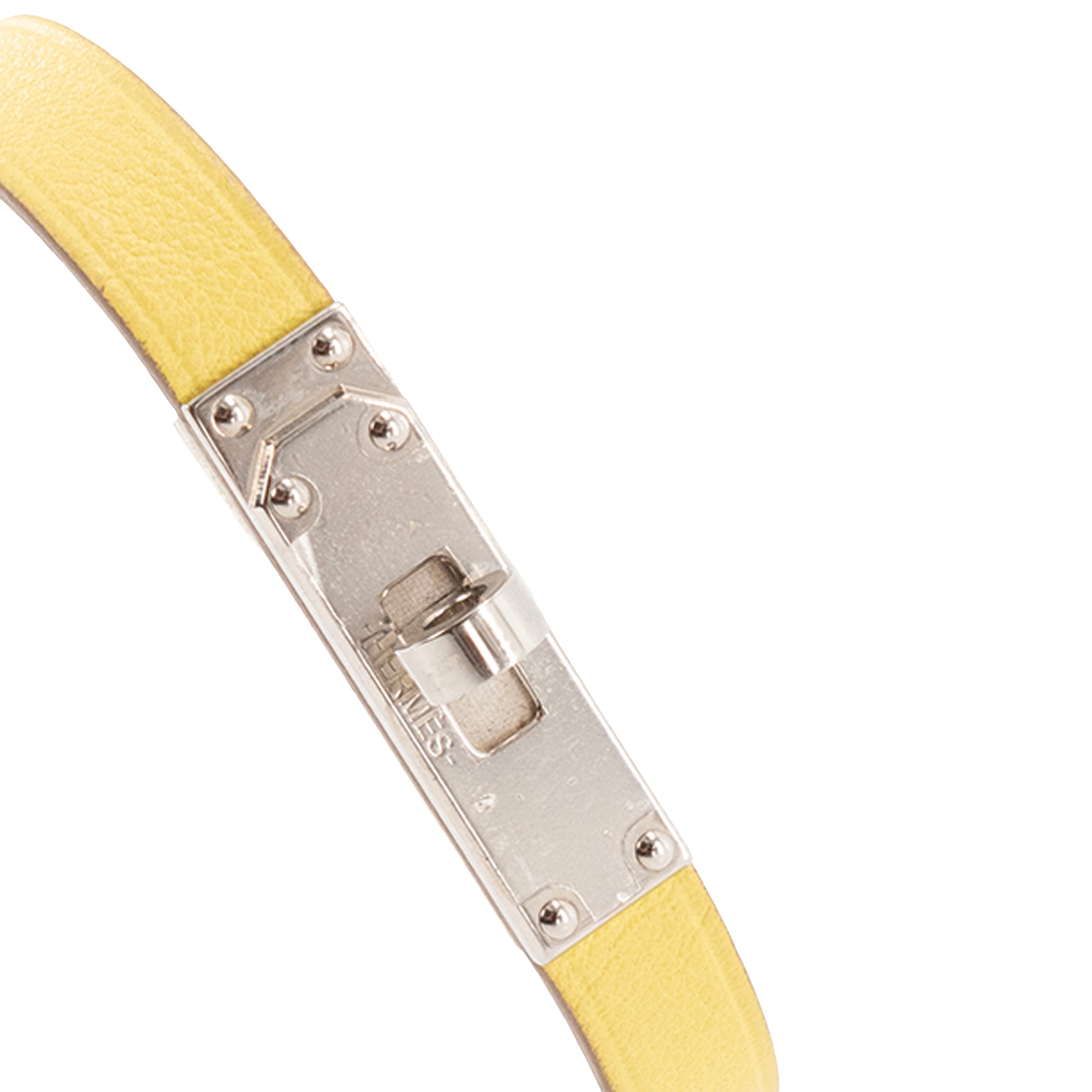 HERMÈS - Bracelet Mini Kelly Hermès en cuir jaune (T1)