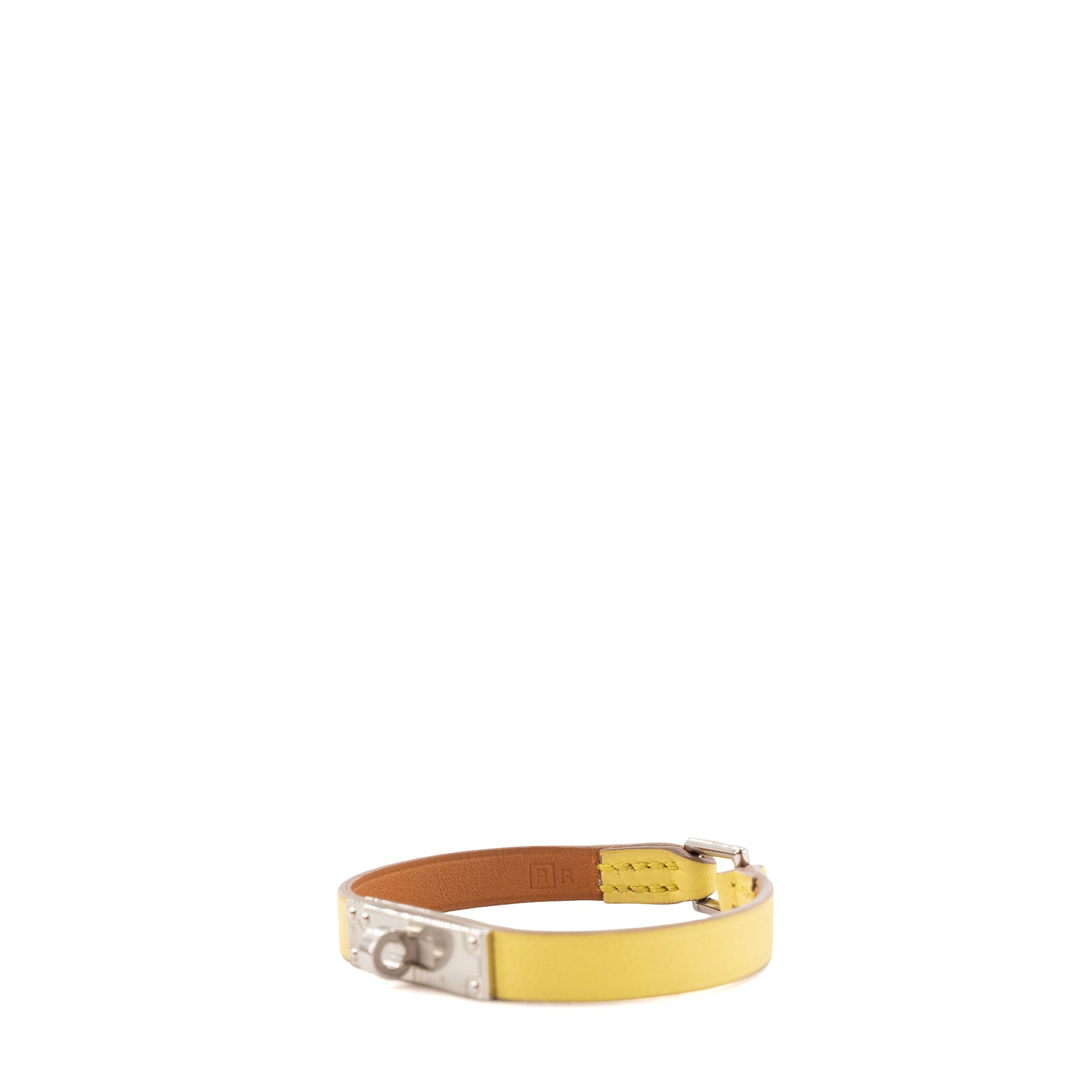 HERMÈS - Bracelet Mini Kelly Hermès en cuir jaune (T1)