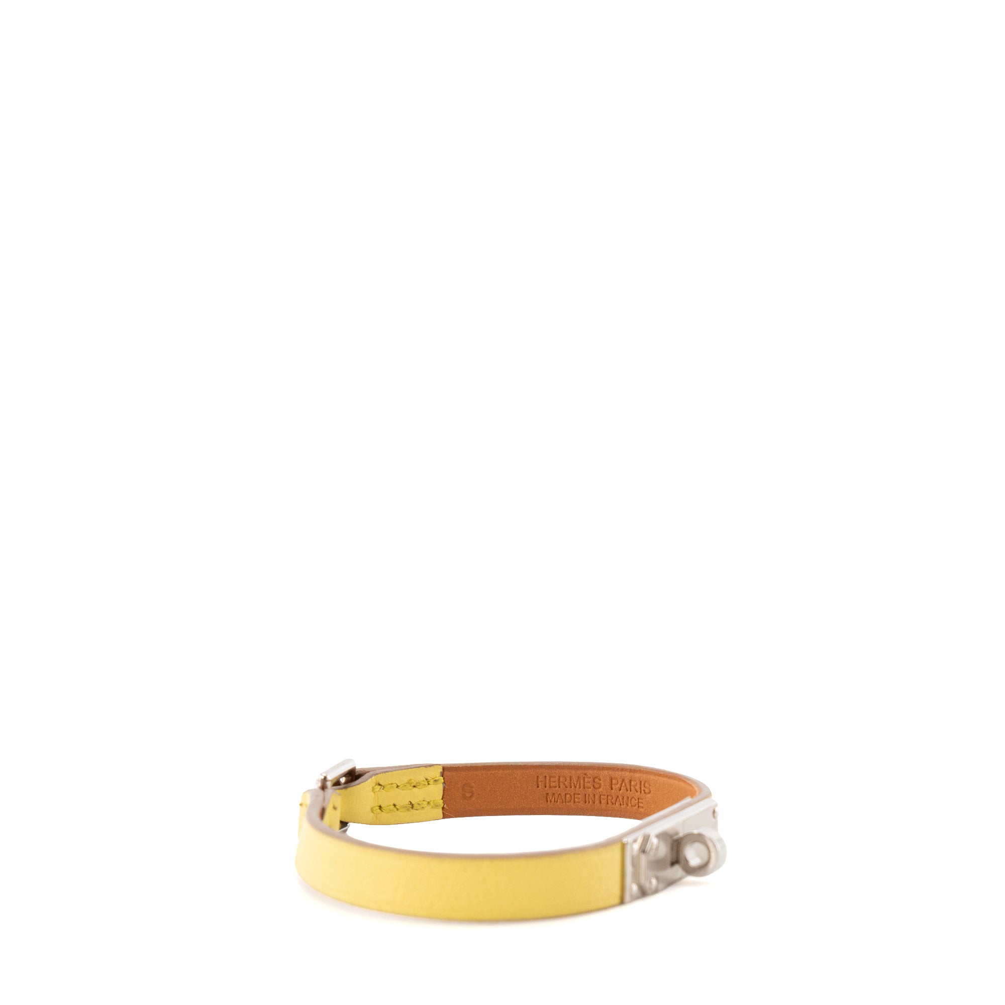 HERMÈS - Bracelet Mini Kelly Hermès en cuir jaune (T1)