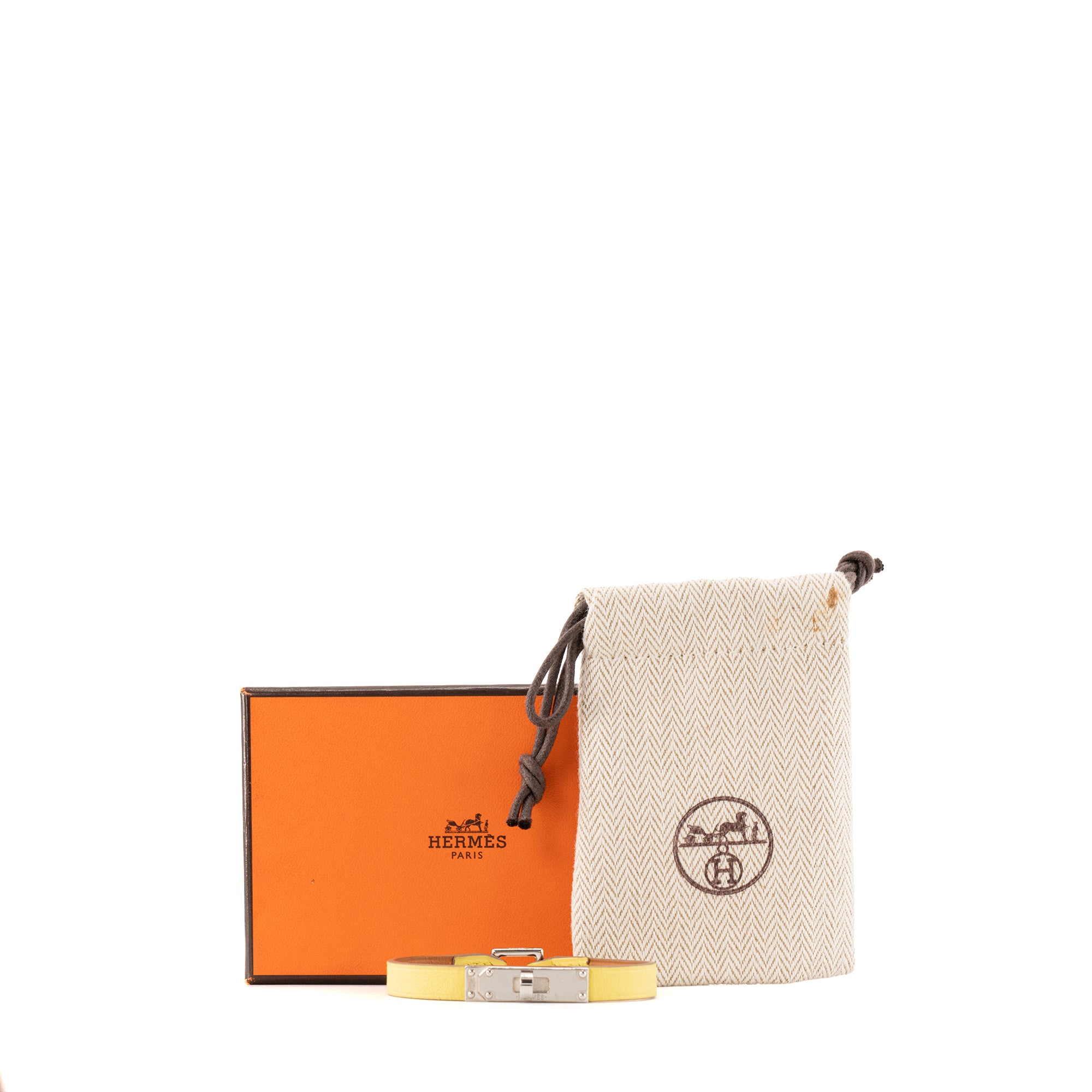 HERMÈS - Bracelet Mini Kelly Hermès en cuir jaune (T1)