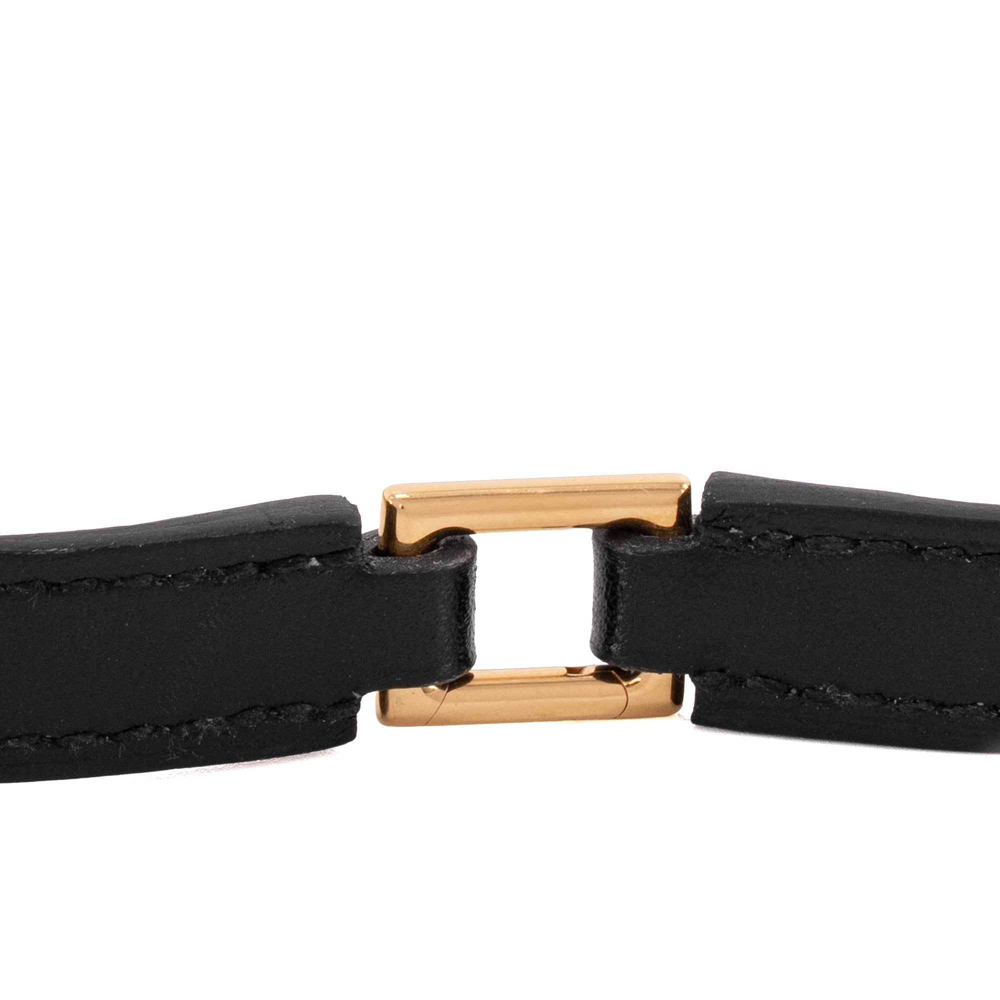 HERMÈS - Bracelet Rivale double tour Hermès en cuir noir (T2)