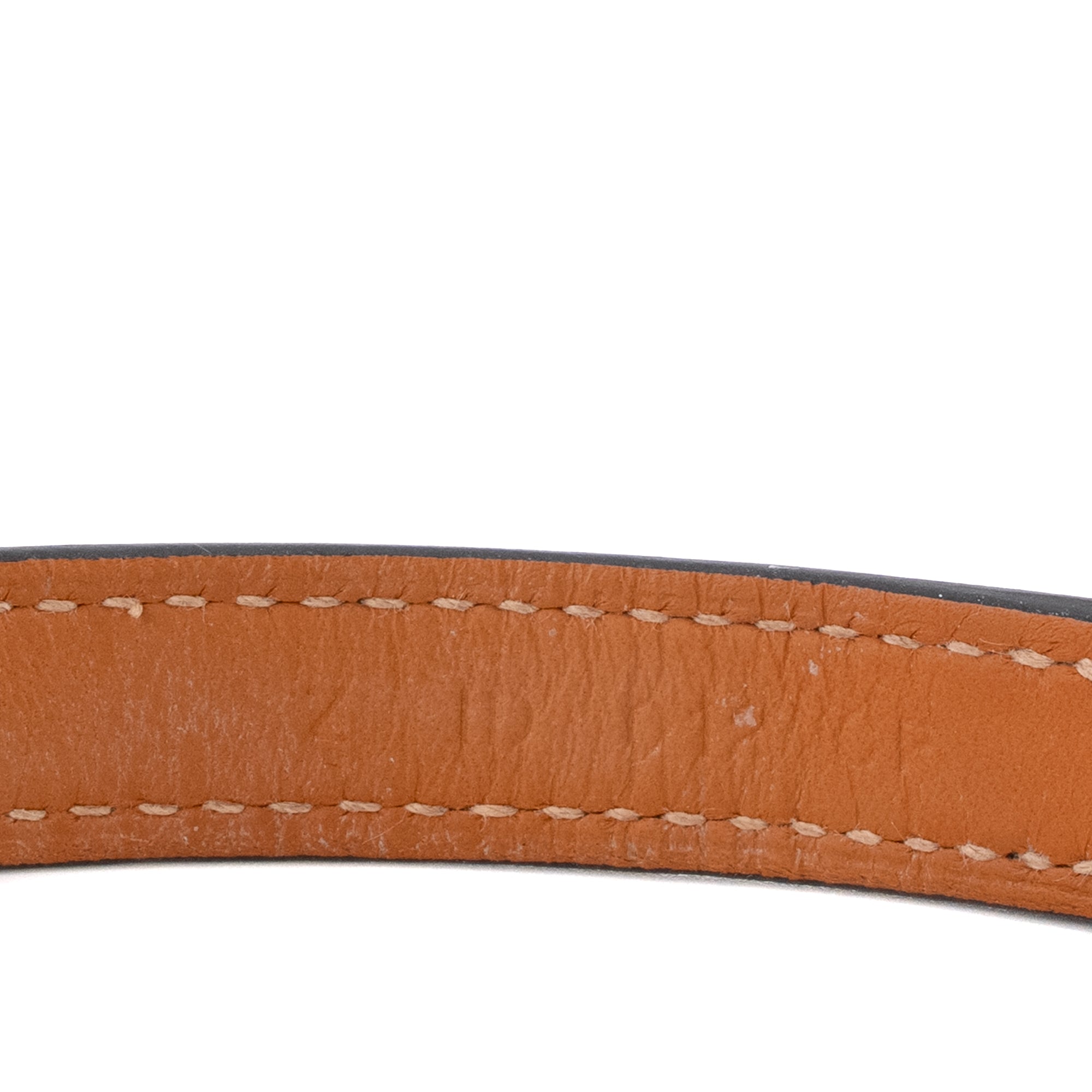 HERMÈS - Bracelet Rivale double tour Hermès en cuir noir (T2)