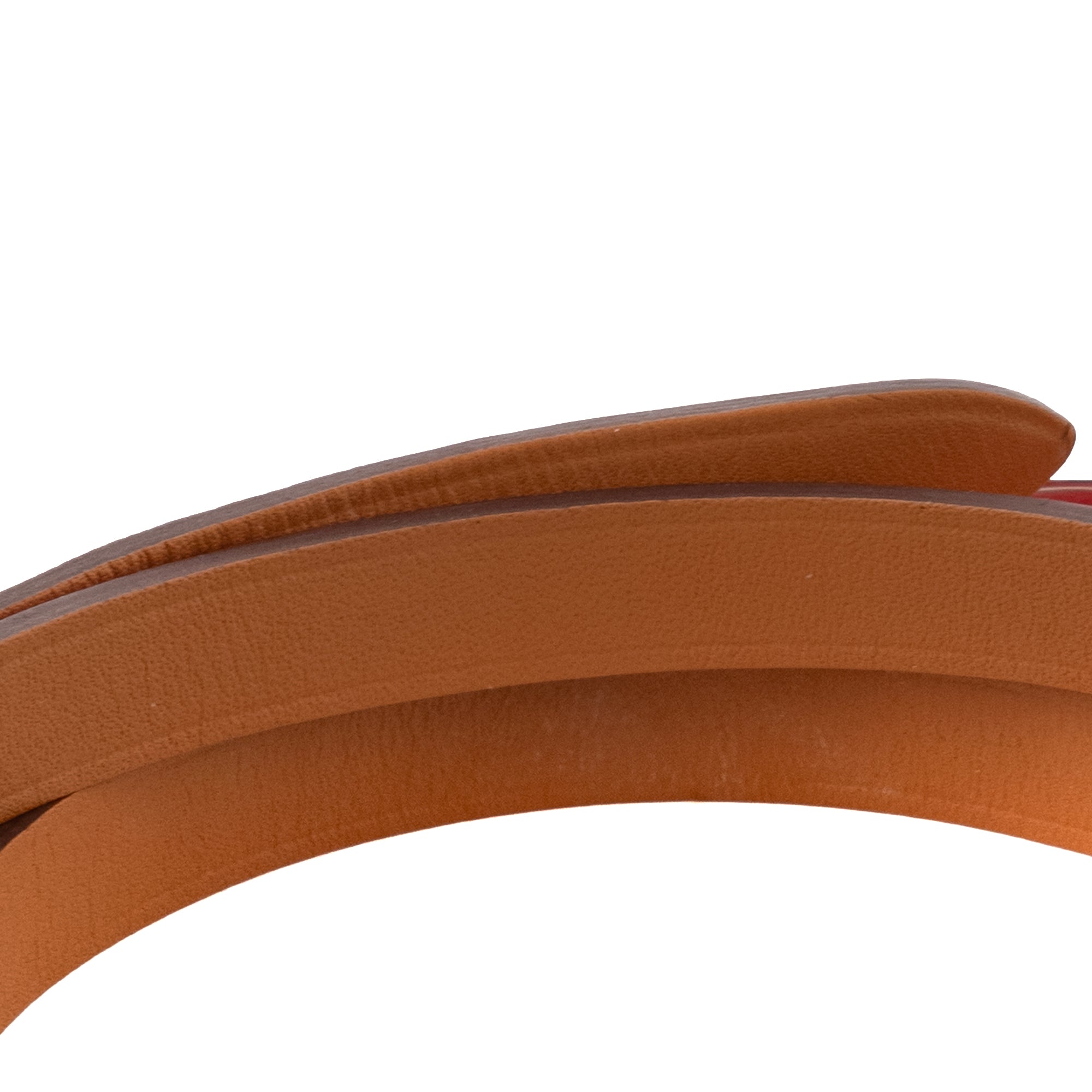 HERMÈS - Bracelet quatre tours Behapi réversible Hermès en cuir rouge (T2)
