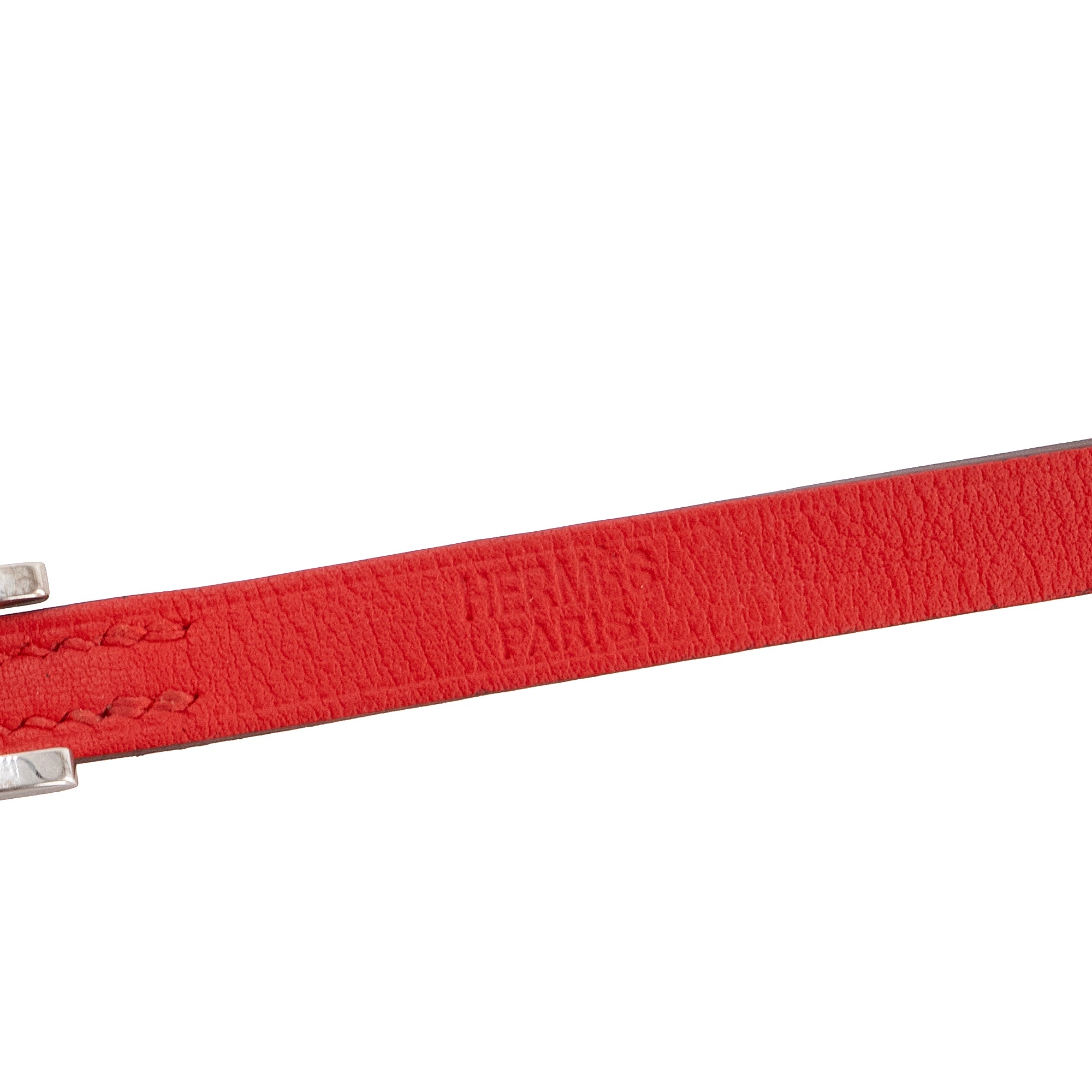 HERMÈS - Bracelet quatre tours Behapi réversible Hermès en cuir rouge (T2)