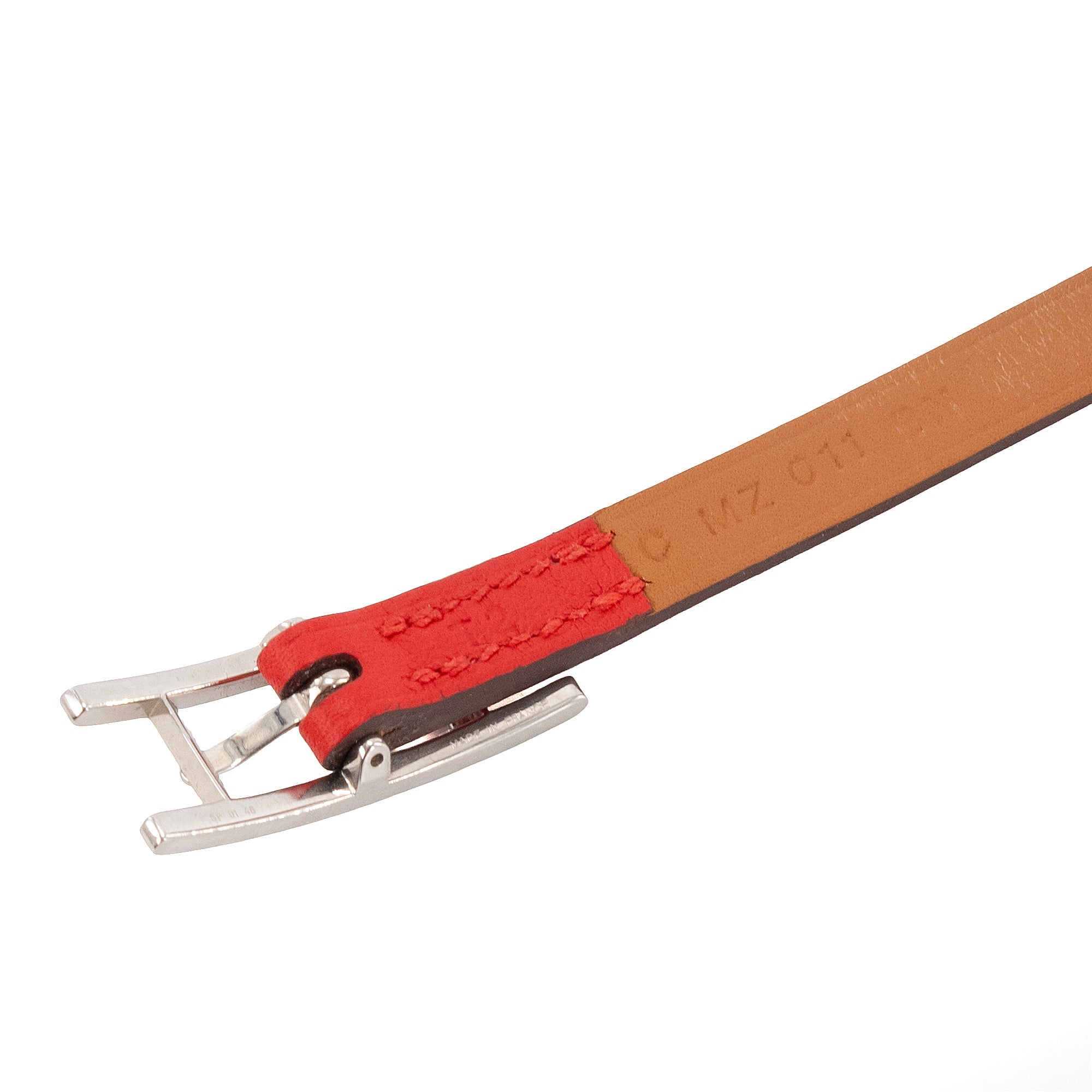 HERMÈS - Bracelet quatre tours Behapi réversible Hermès en cuir rouge (T2)