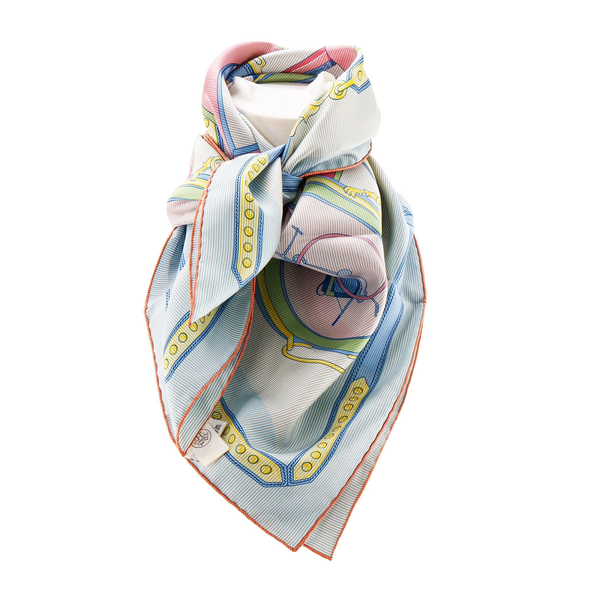 HERMÈS - Carré 90 Chemise en Roue Libre Hermès en soie multicolore