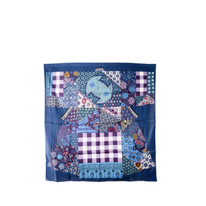 HERMÈS - Carré 90 L'art du Sarasa Hermès en soie bleu