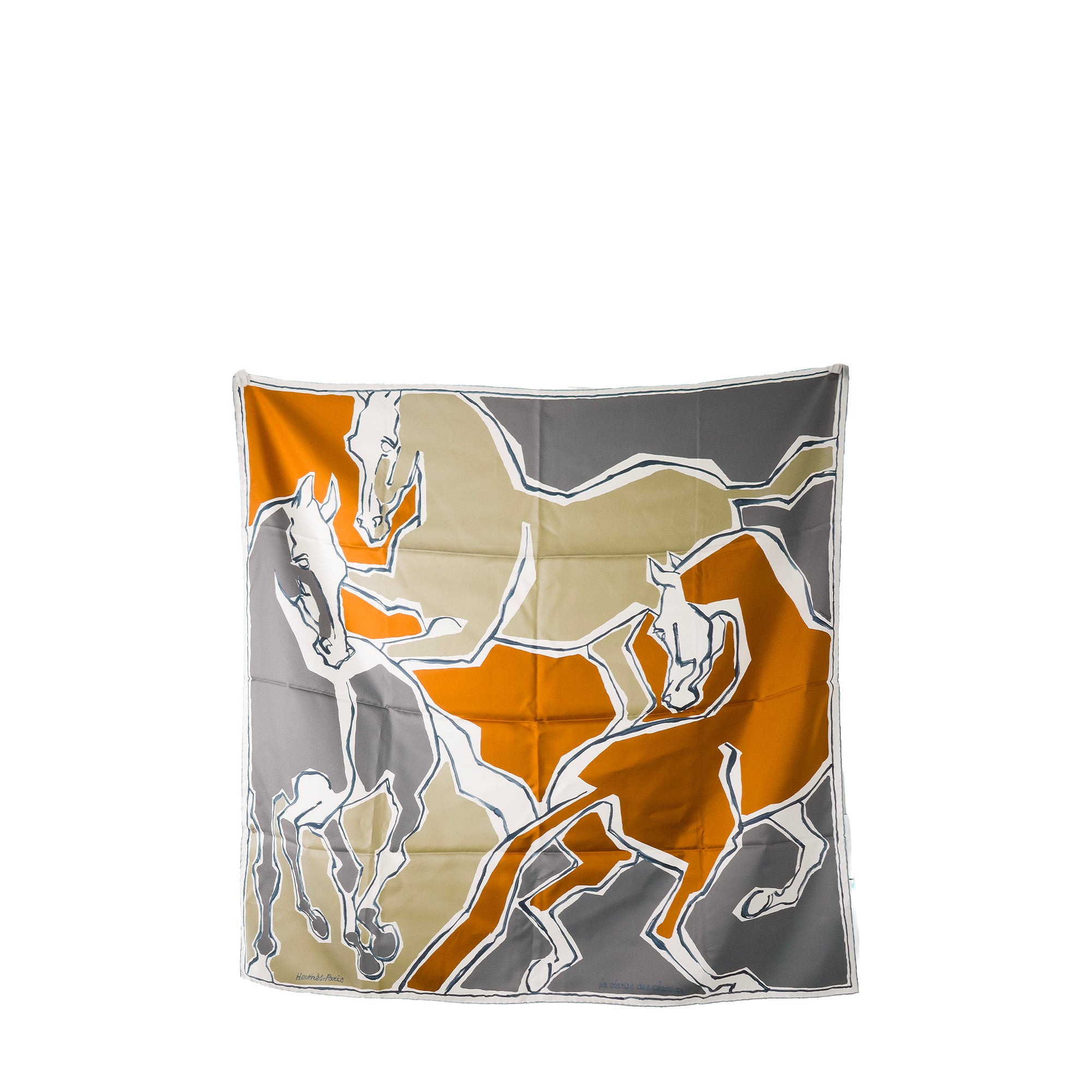 HERMÈS - Carré 90 La Danse Des Chevaux Double Face Hermès en soie multicolore