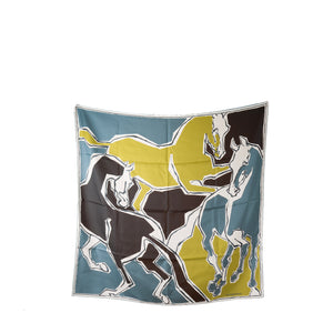 HERMÈS - Carré 90 La Danse Des Chevaux Double Face Hermès en soie multicolore