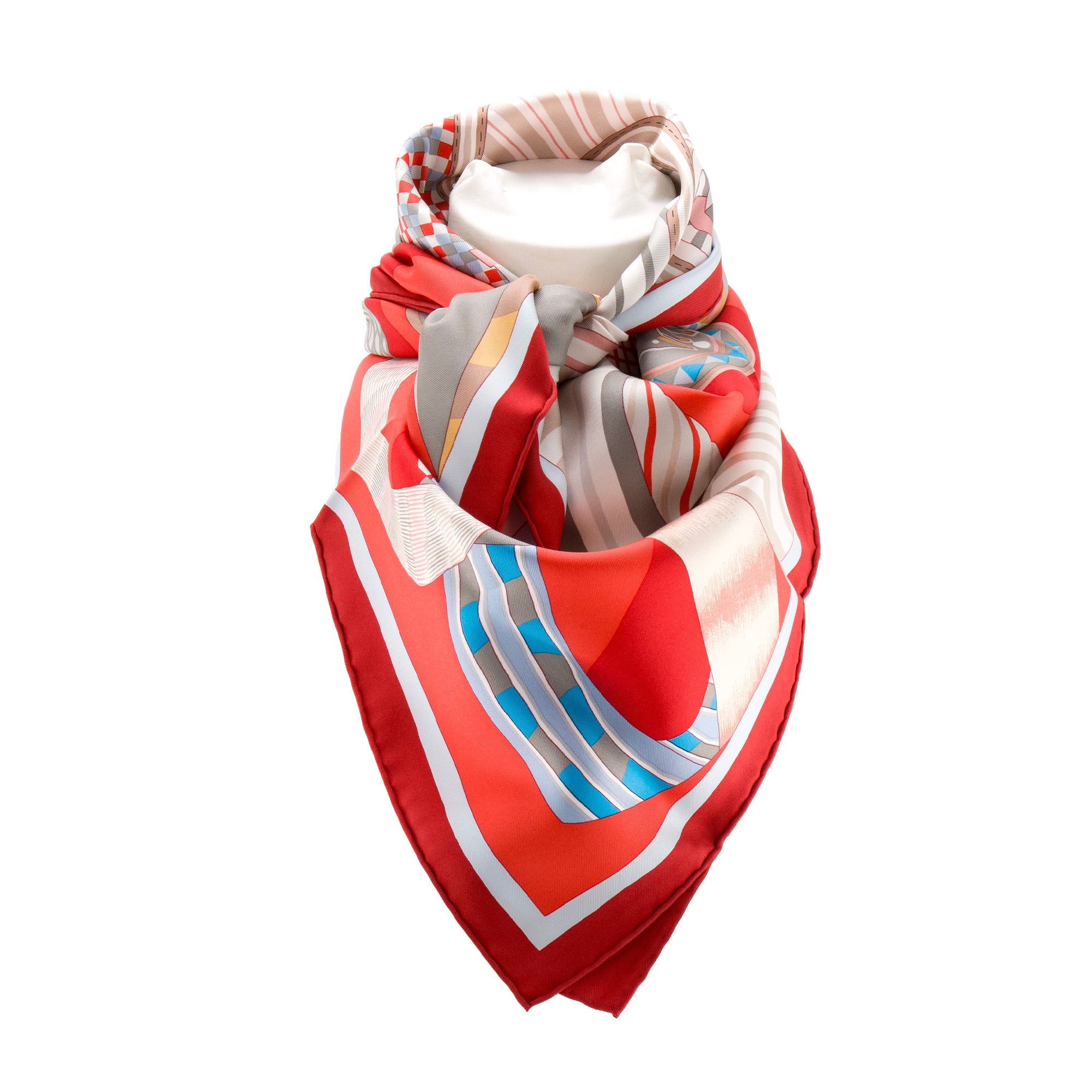 HERMÈS - Carré 90 La Selle Imaginaire Hermès en soie multicolore