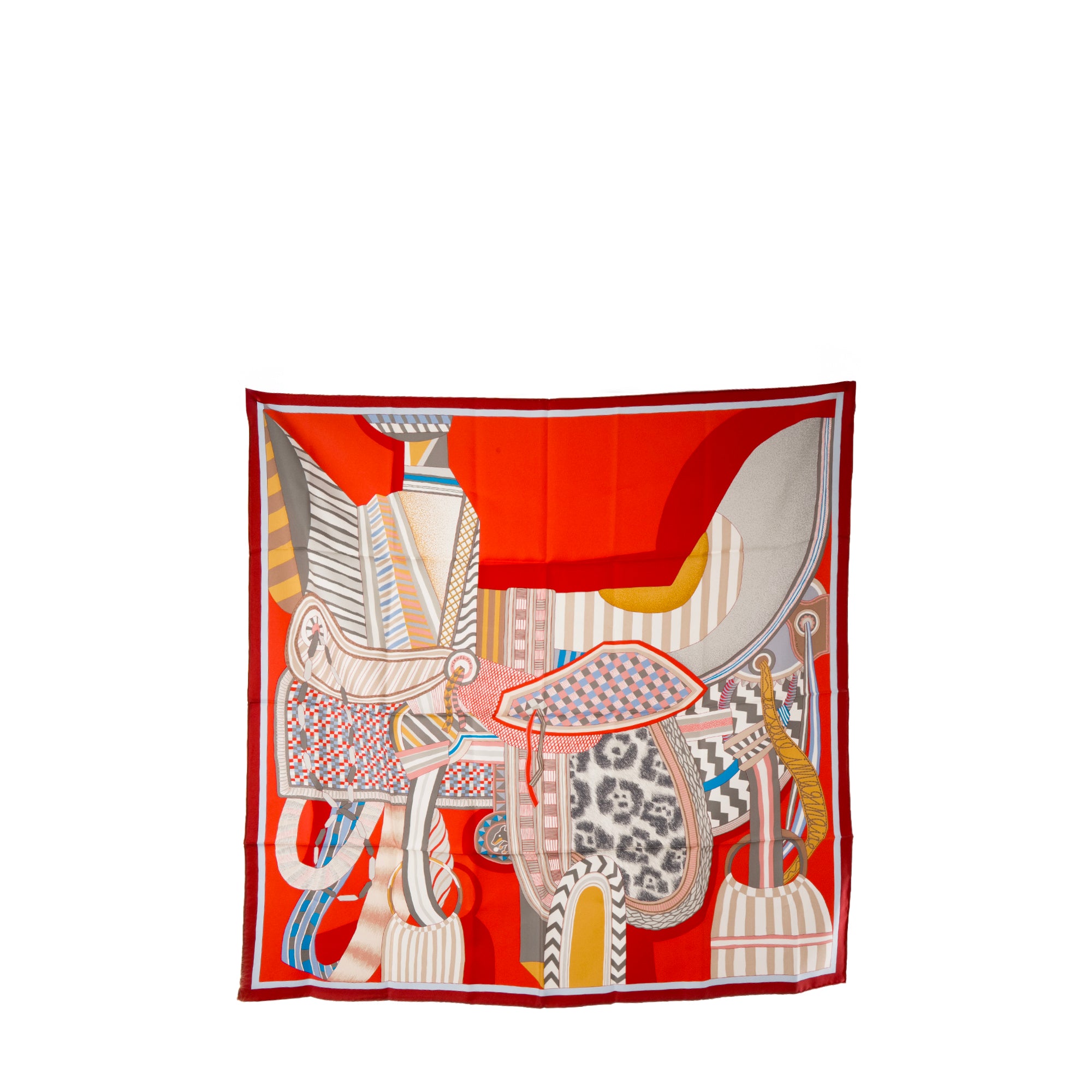 HERMÈS - Carré 90 La Selle Imaginaire Hermès en soie multicolore