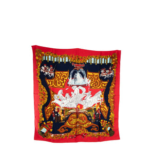 HERMÈS - Carré 90 Le Paradis Du Roy Hermès en soie rouge
