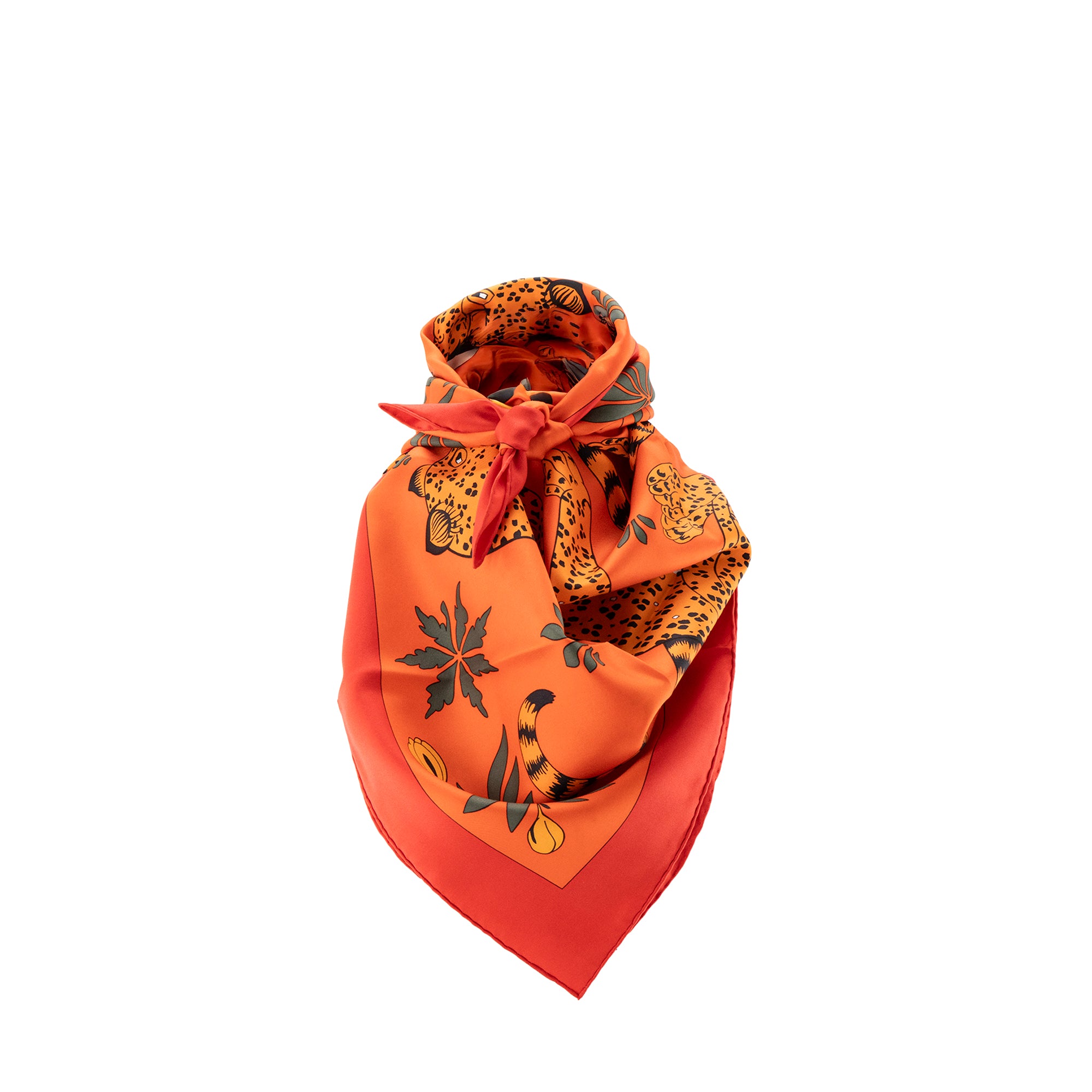 HERMÈS - Carré 90 Les Léopards Hermès en soie multicolore