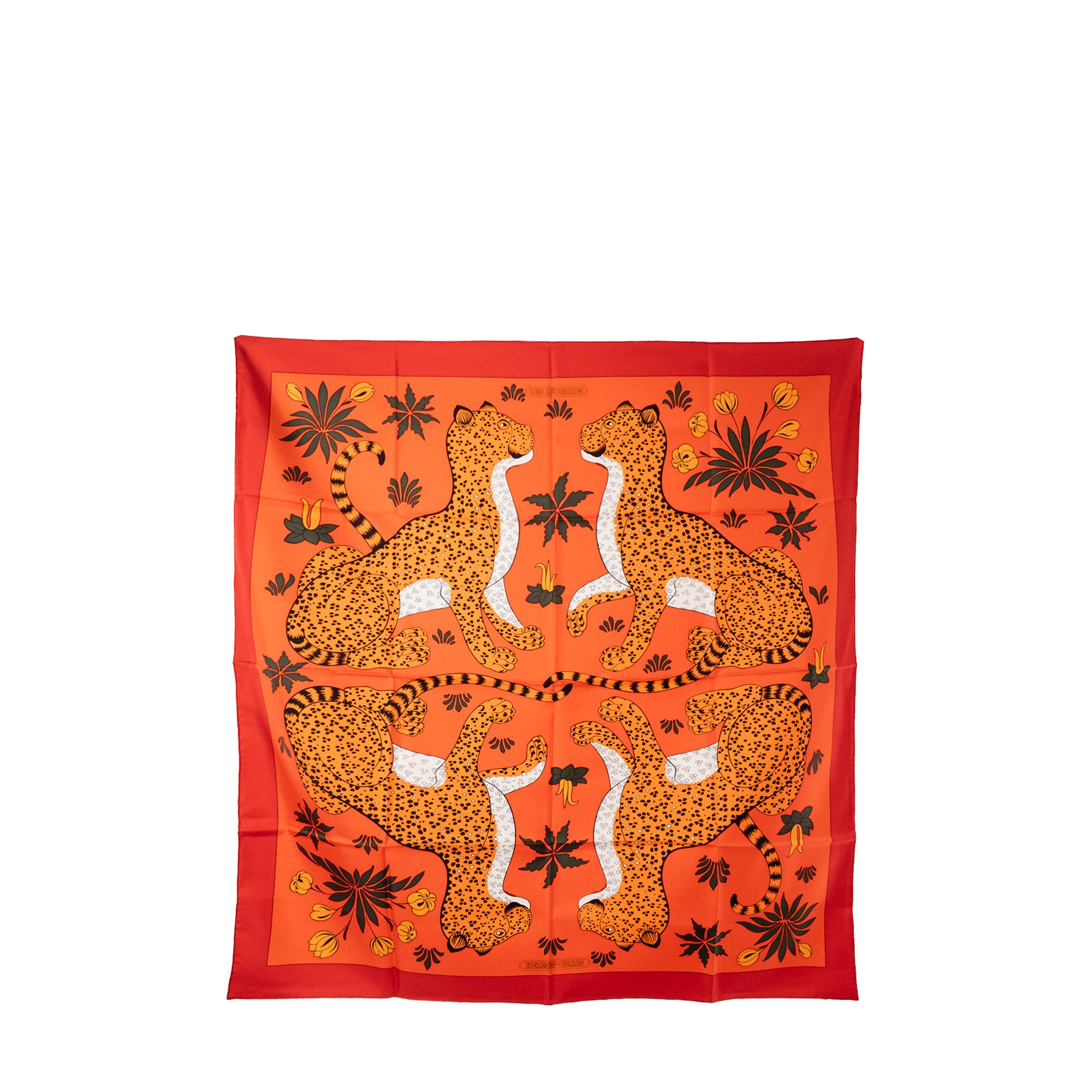 HERMÈS - Carré 90 Les Léopards Hermès en soie multicolore