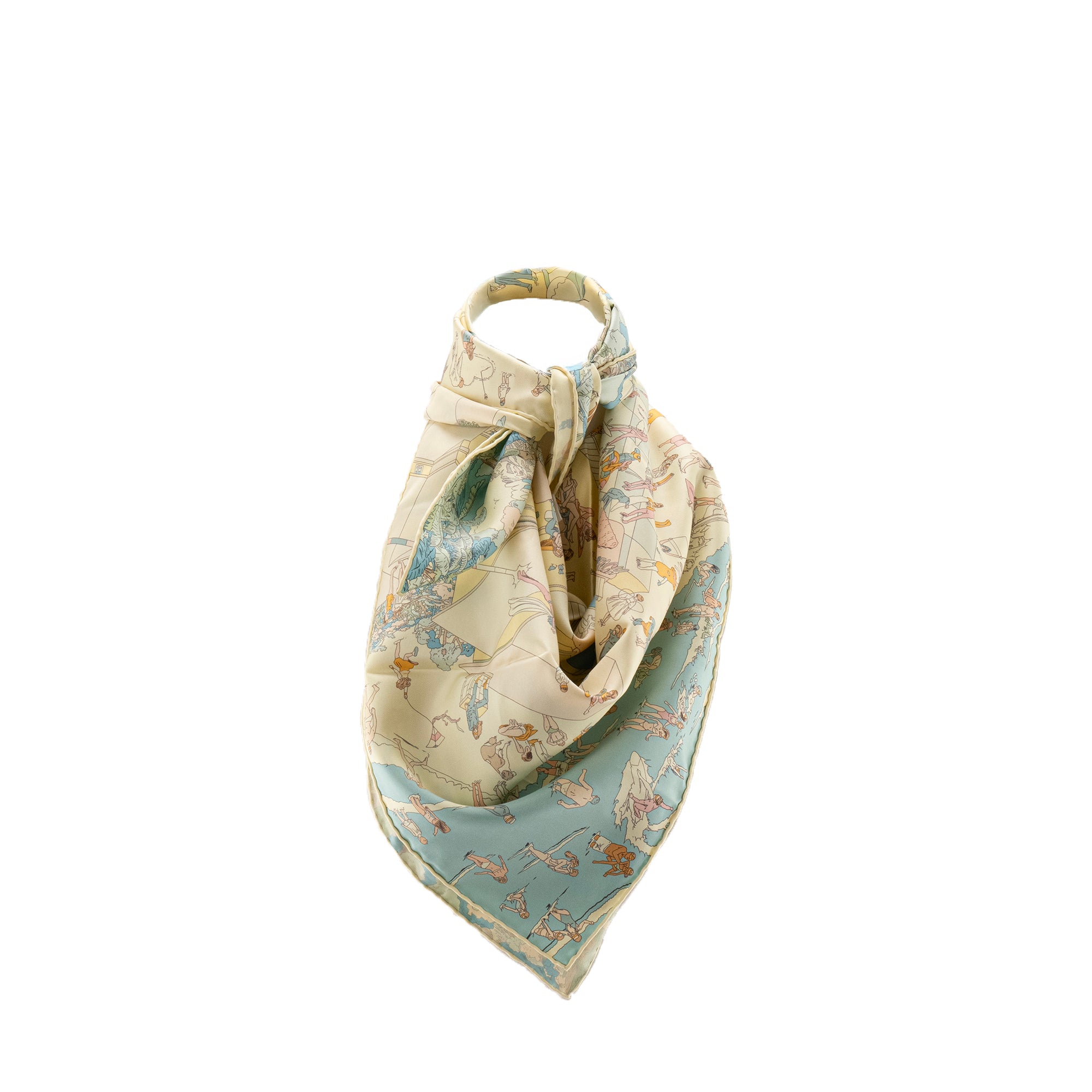 HERMÈS - Carré 90 On The Beach Hermès en soie multicolore