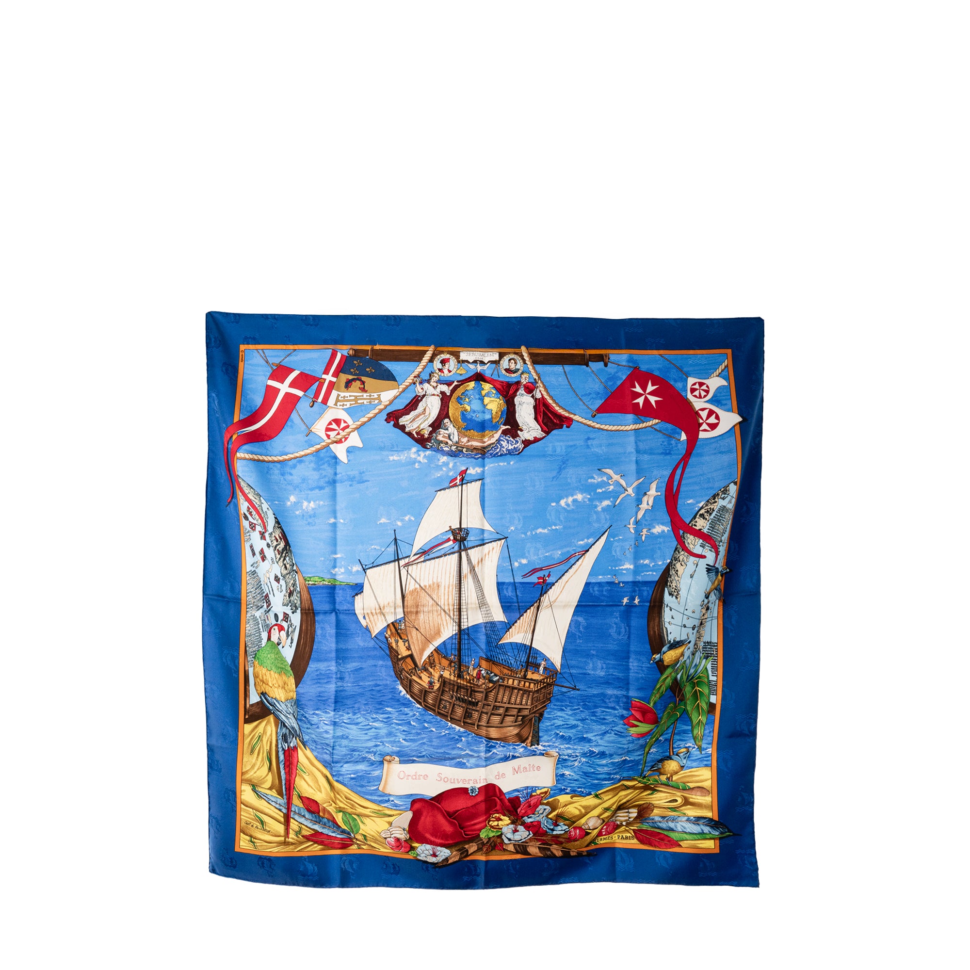 HERMÈS - Carré 90 Ordre Souverain de Malte Hermès en soie multicolore
