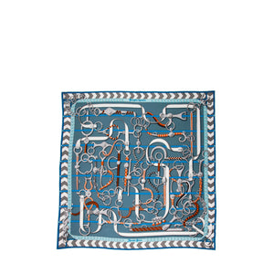 HERMÈS - Carré 90 Panoplie Équestre Hermès en soie multicolore