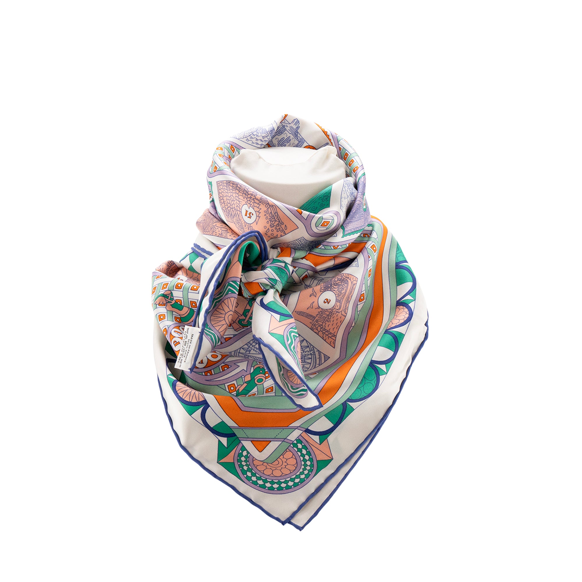 HERMÈS - Carré 90 Règles du Jeu Hermès en soie multicolore