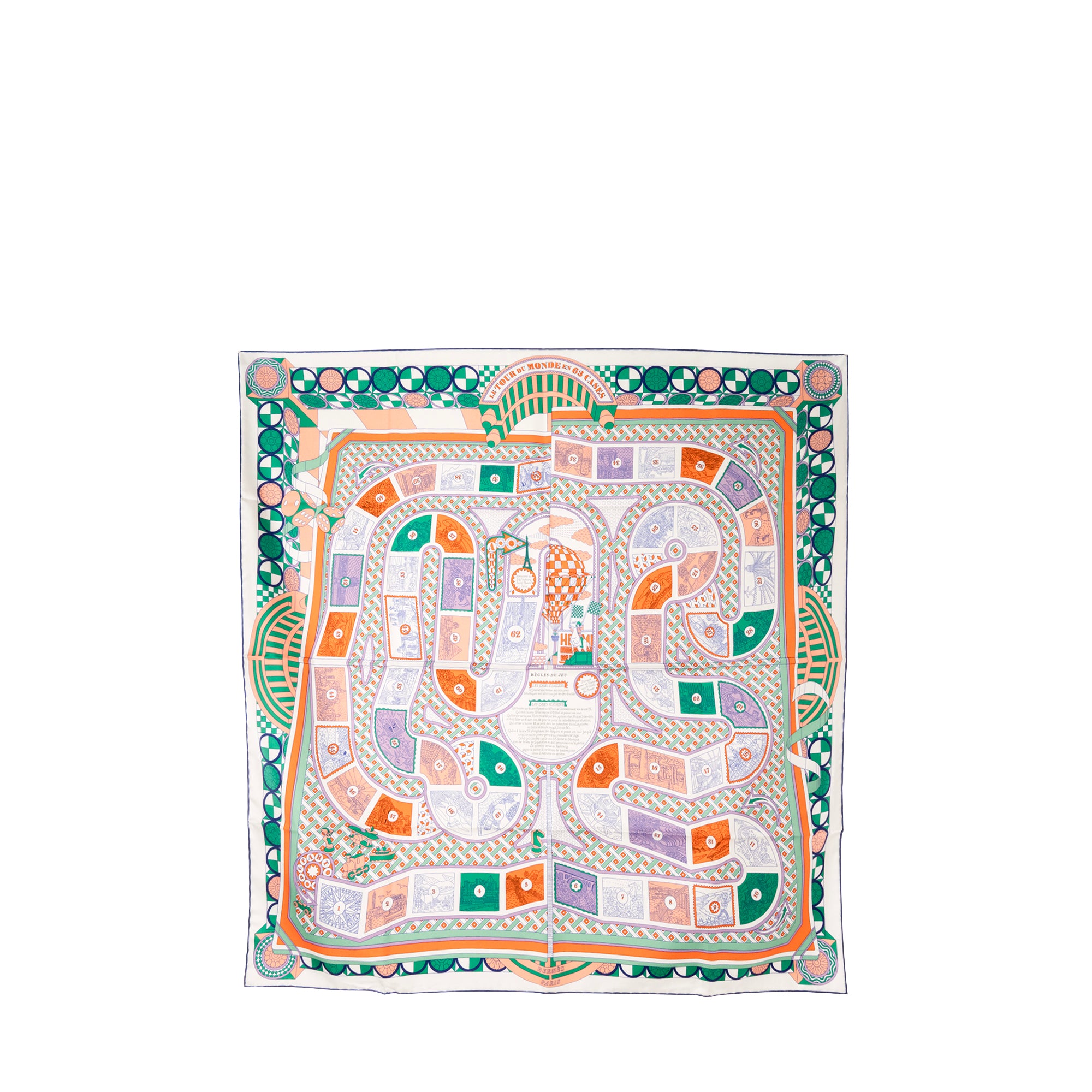 HERMÈS - Carré 90 Règles du Jeu Hermès en soie multicolore