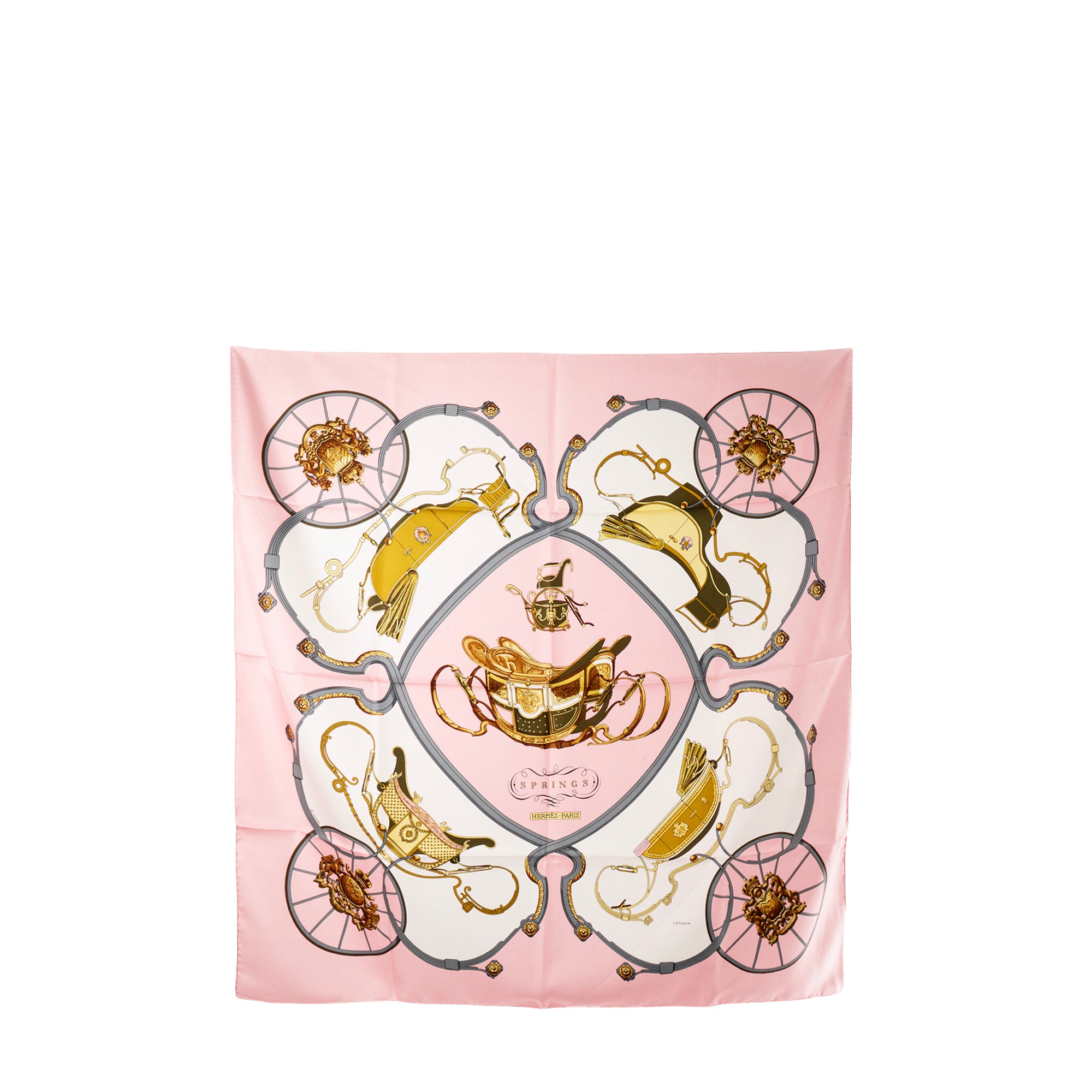HERMÈS - Carré 90 Spring Hermès en soie rose