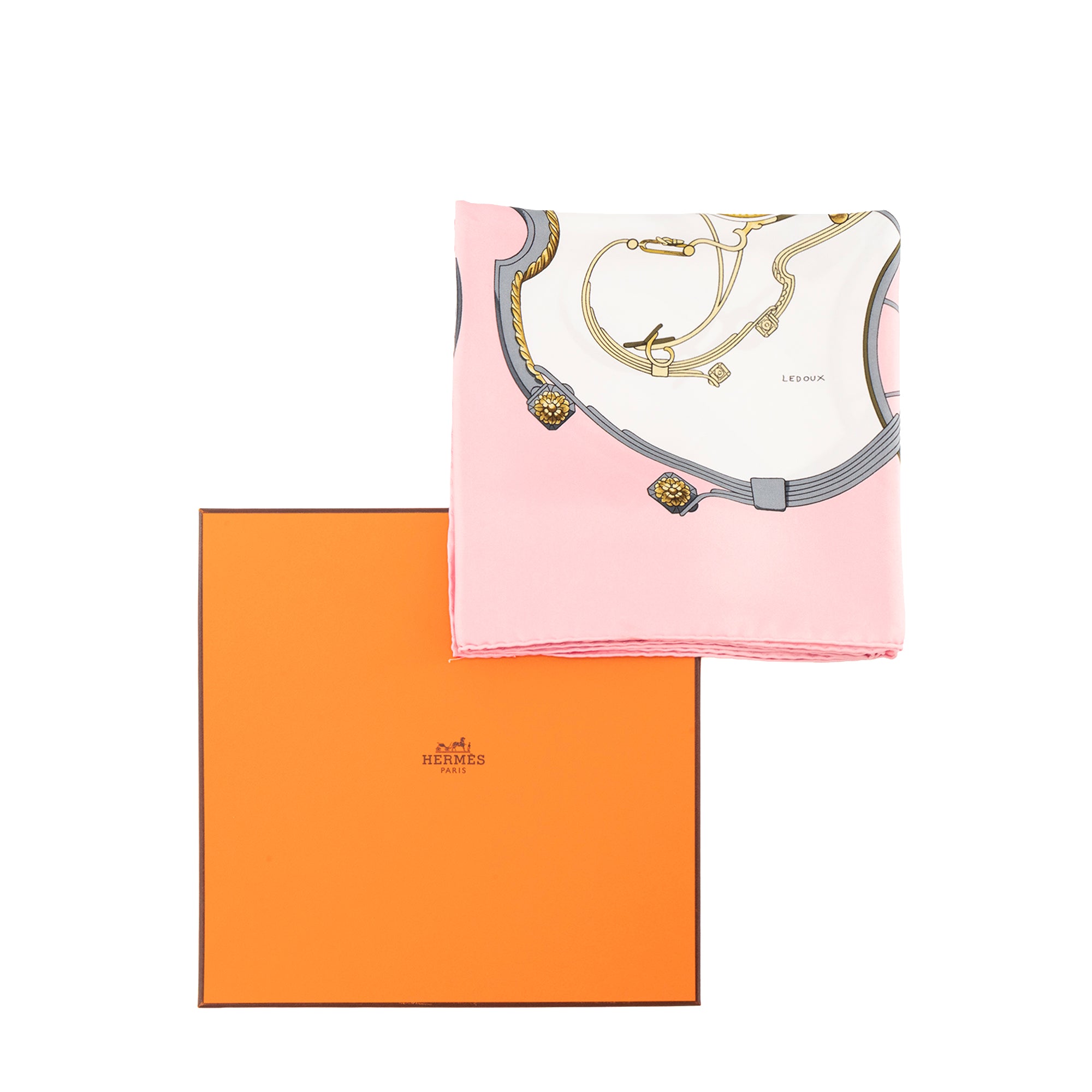 HERMÈS - Carré 90 Spring Hermès en soie rose