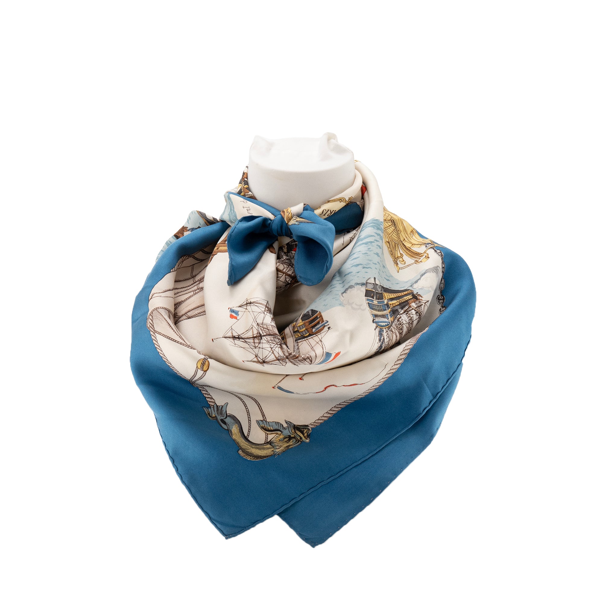 HERMÈS - Carré 90 Vaisseaux et Frégates Hermès en soie multicolore