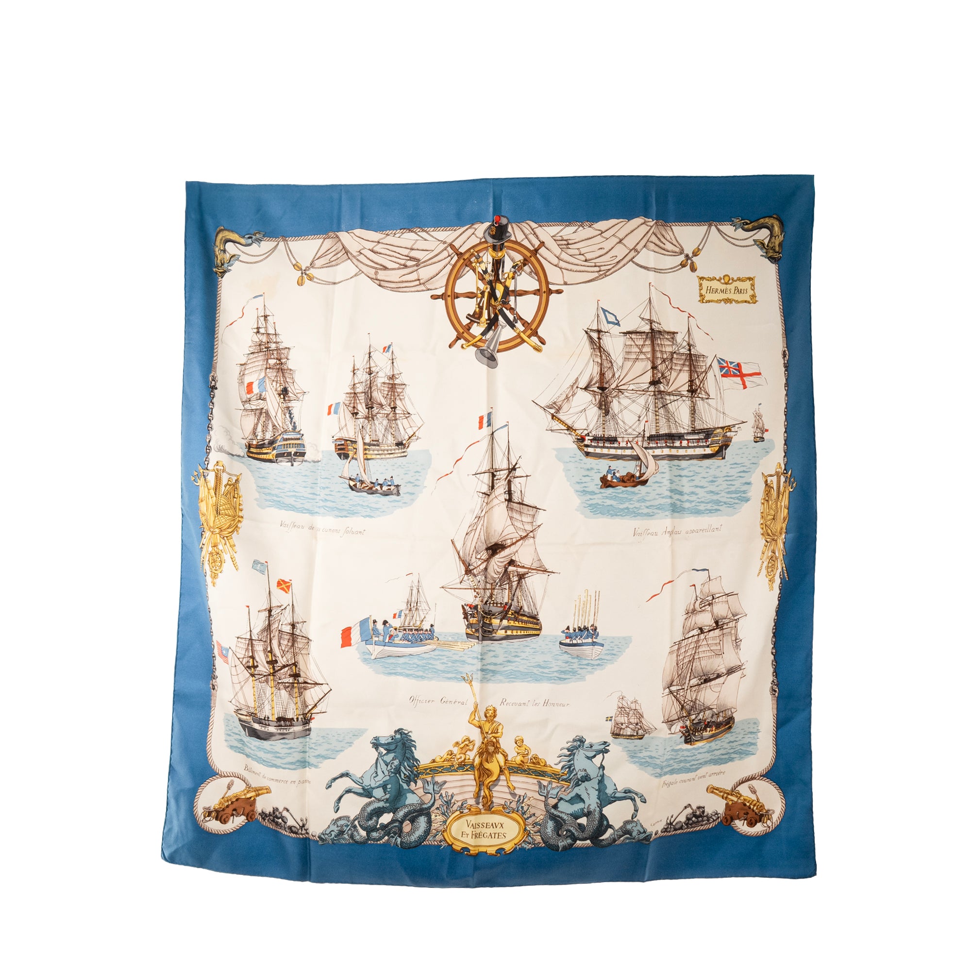HERMÈS - Carré 90 Vaisseaux et Frégates Hermès en soie multicolore