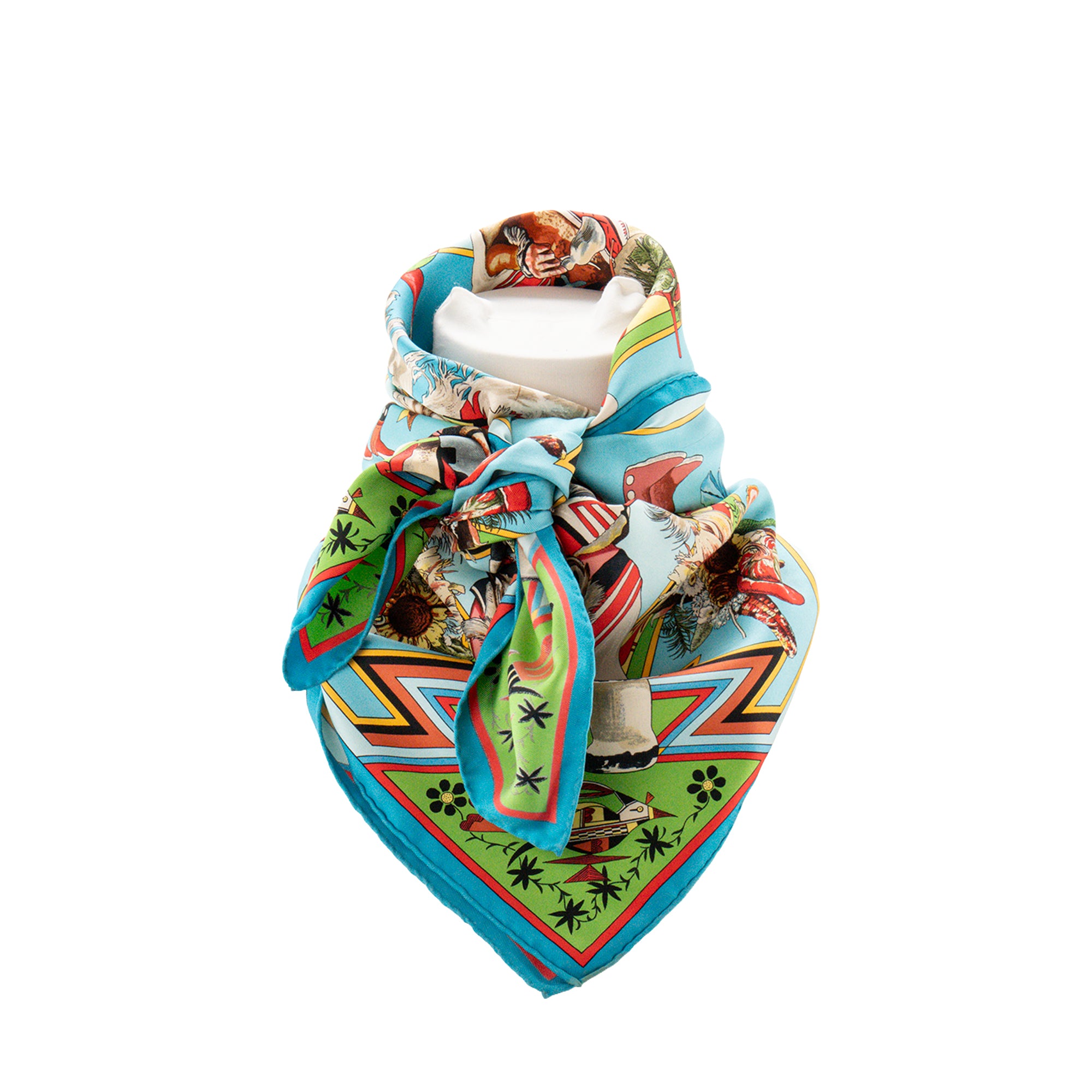 HERMÈS - Carré de soie 90 Kachinas Hermès en soie multicolore