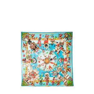HERMÈS - Carré de soie 90 Kachinas Hermès en soie multicolore