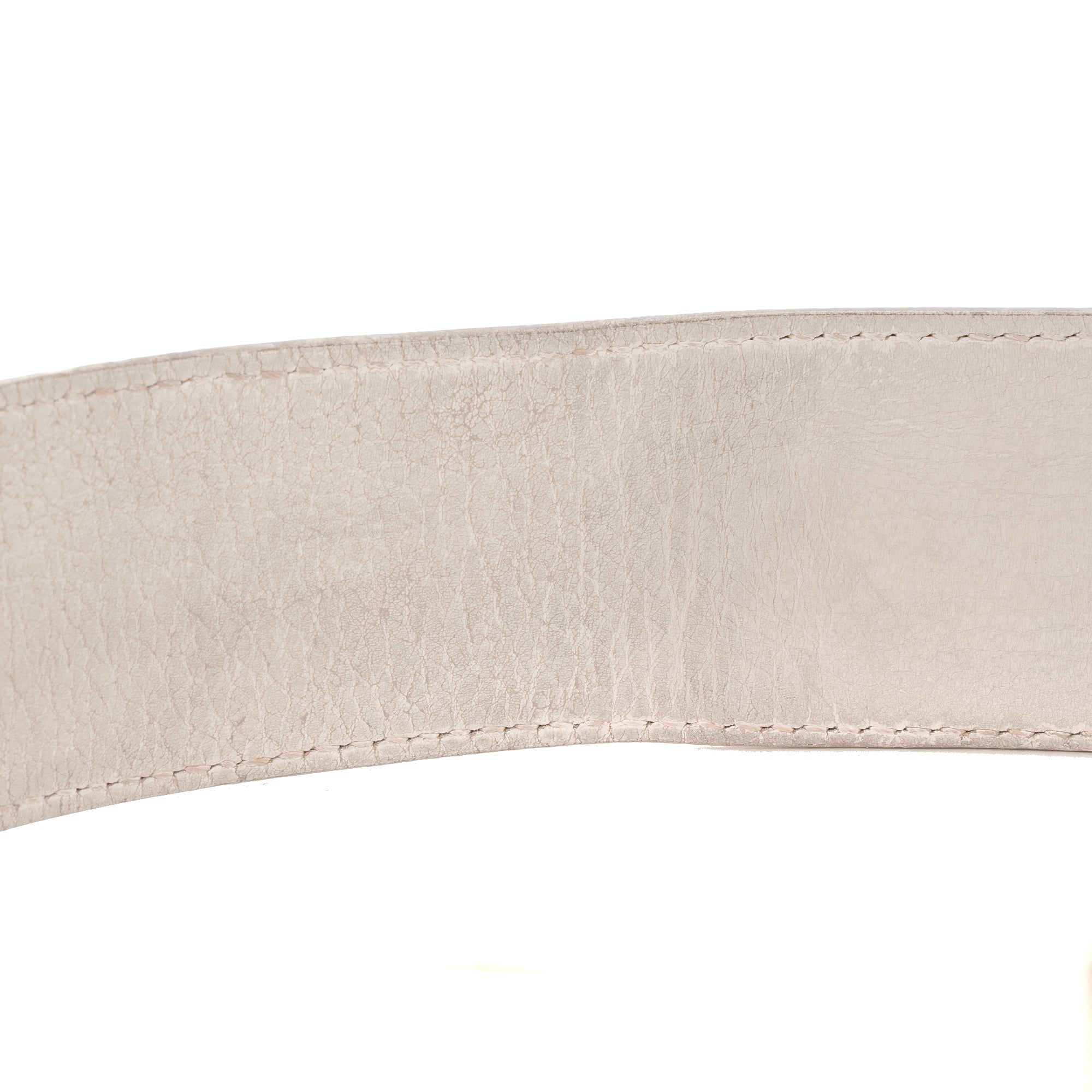 HERMÈS - Ceinture Collier de Chien Hermès en cuir blanc (T75)